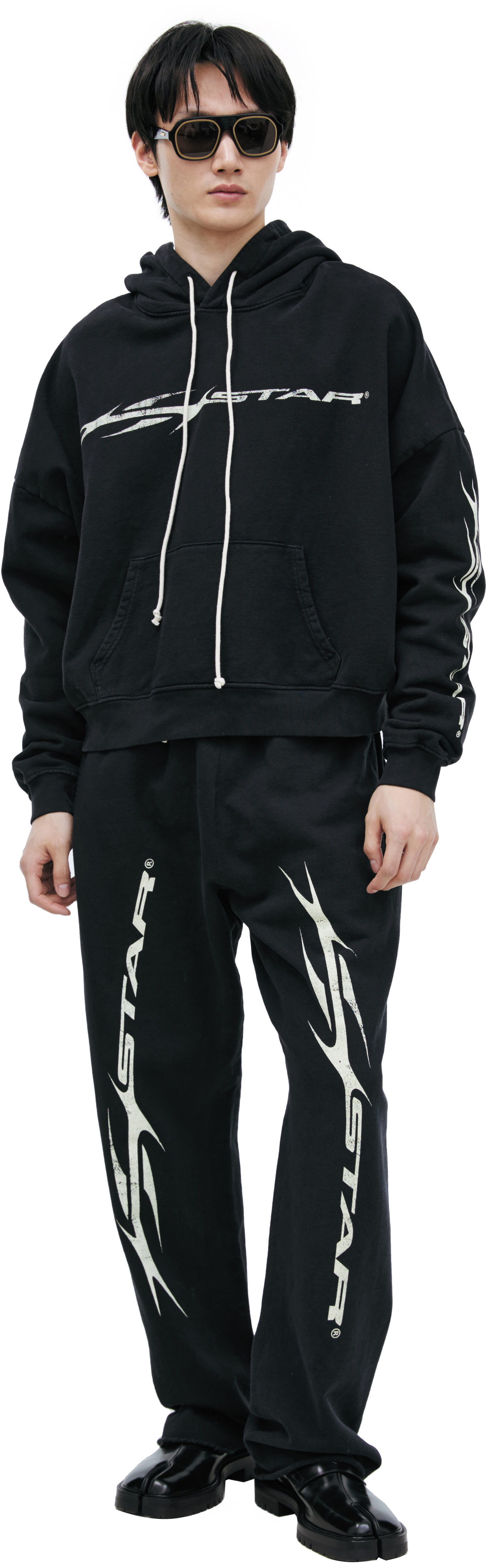 Buy Hellstar men black print hoodie for $291 online on SV77