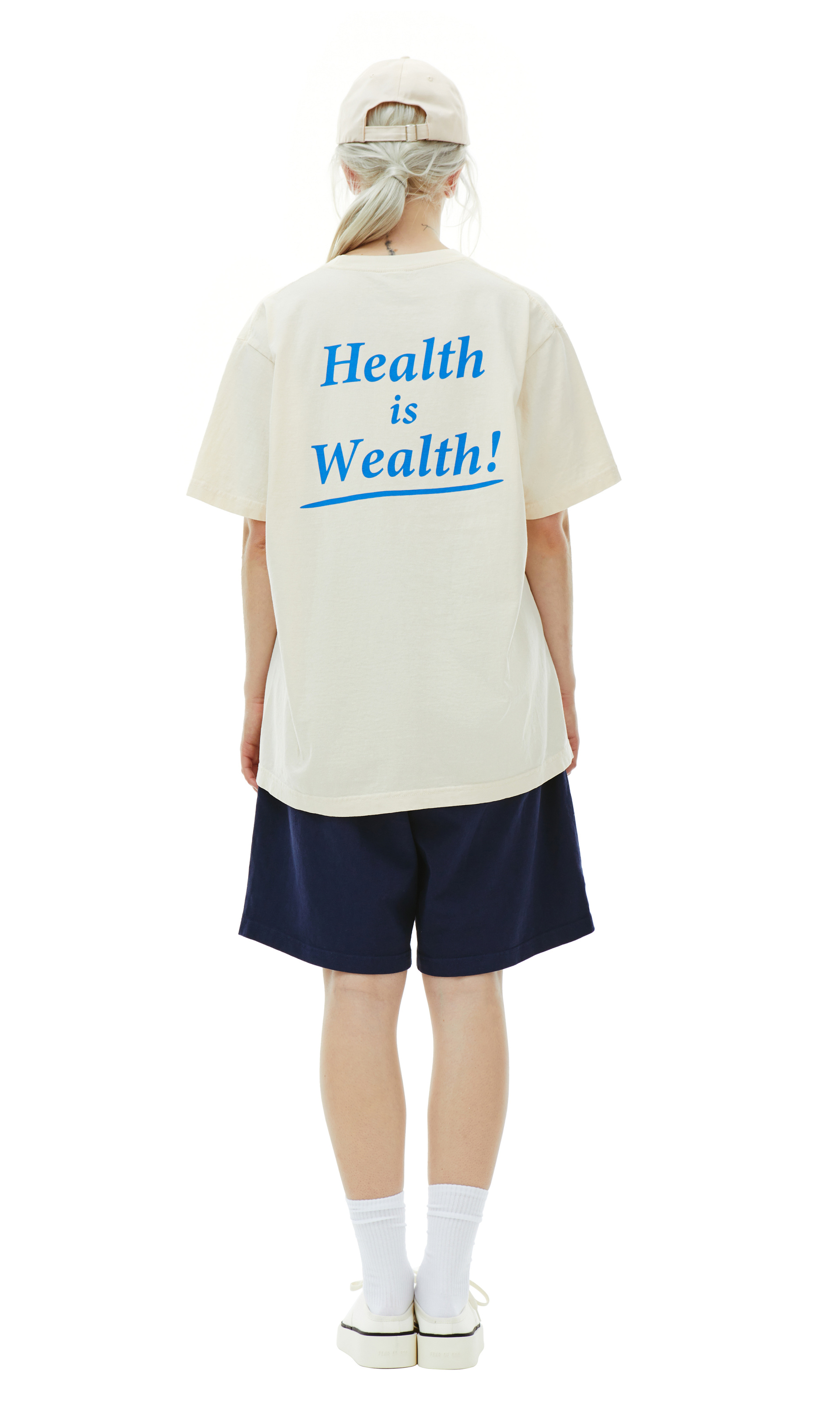 SPORTY & RICH Beige \'Health is Wealth\' T-Shirt