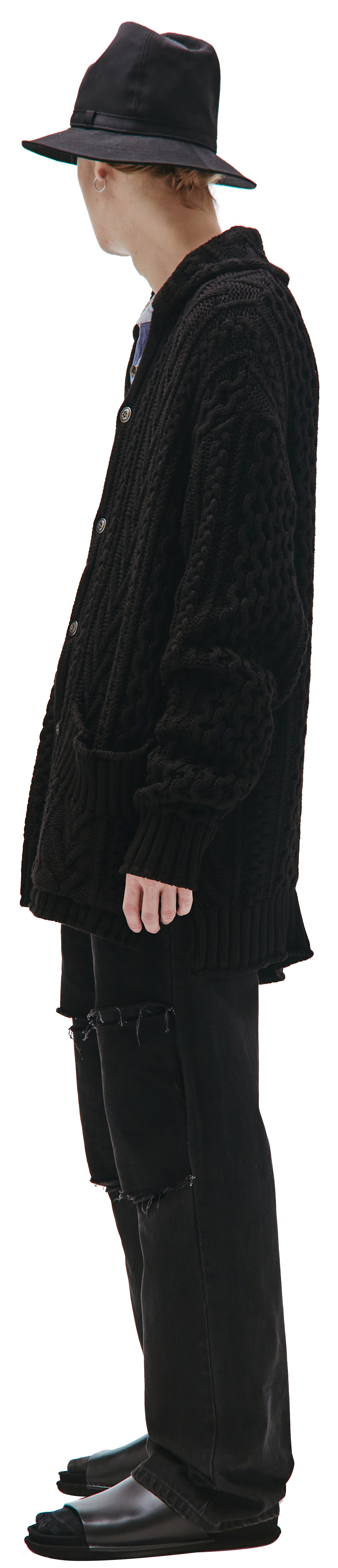 Greg Lauren Black oversized cardigan