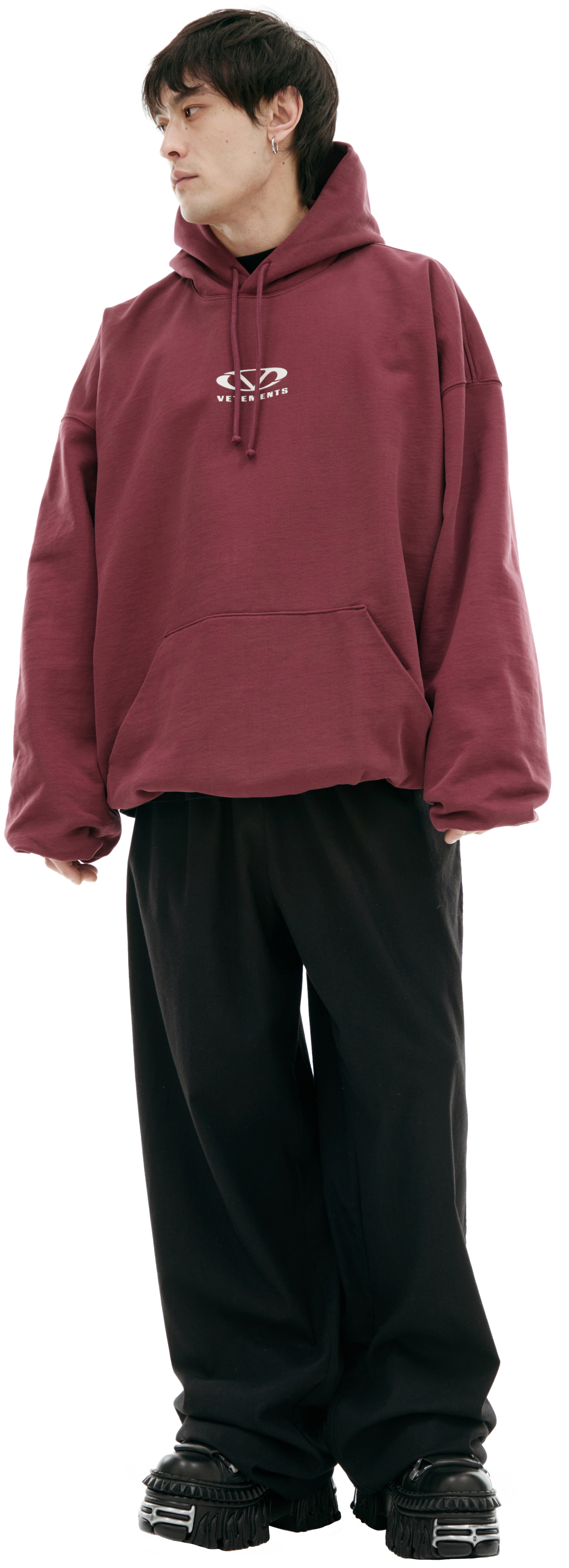 VETEMENTS Burgundy print hoodie