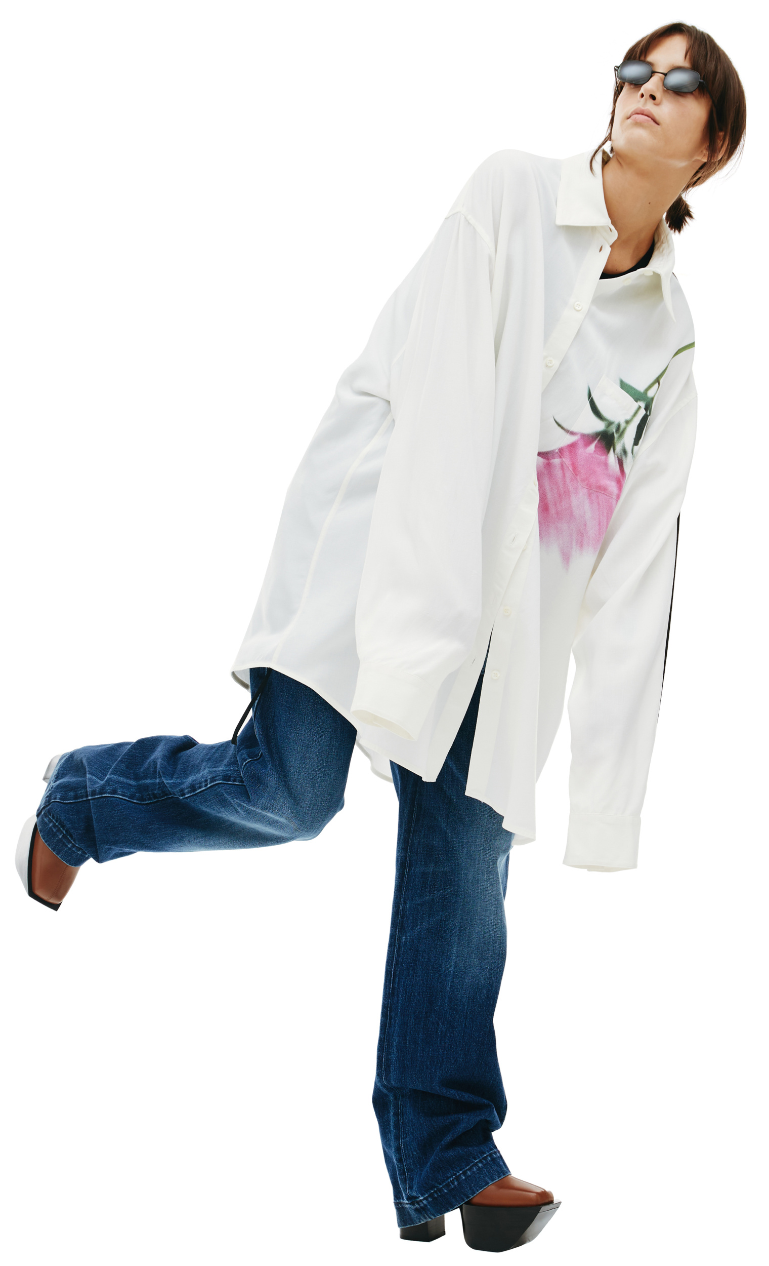 PETER DO Flower Print Oversize Shirt