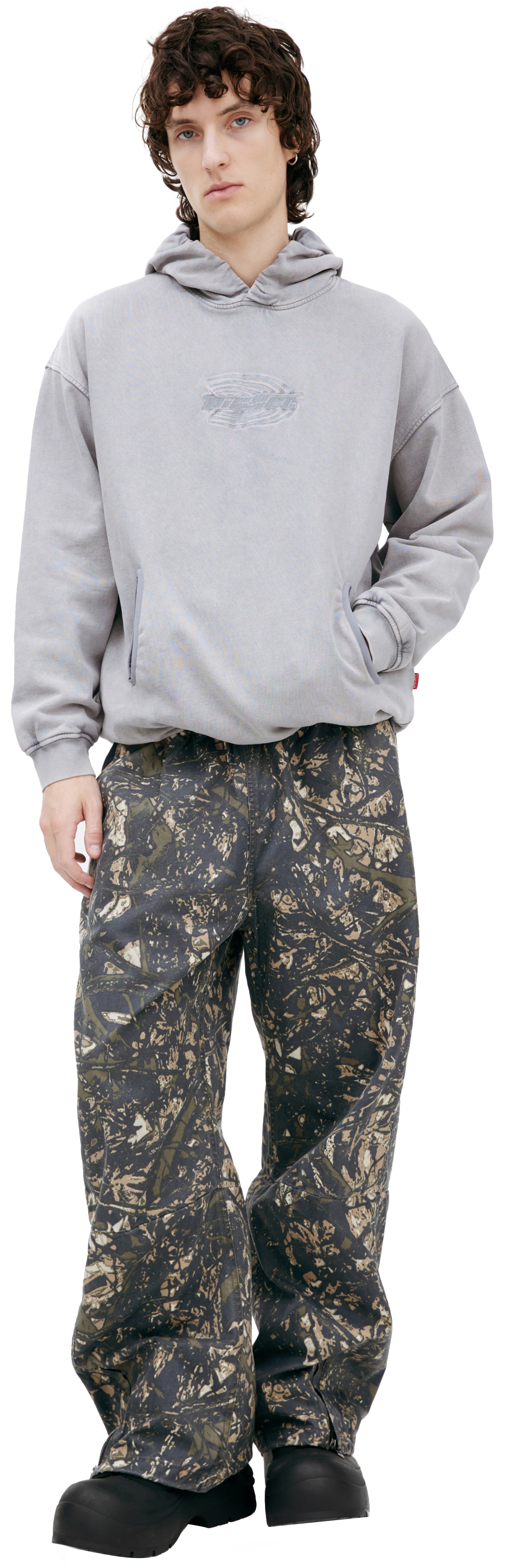 Diesel Grey hoodie with embroidered logo