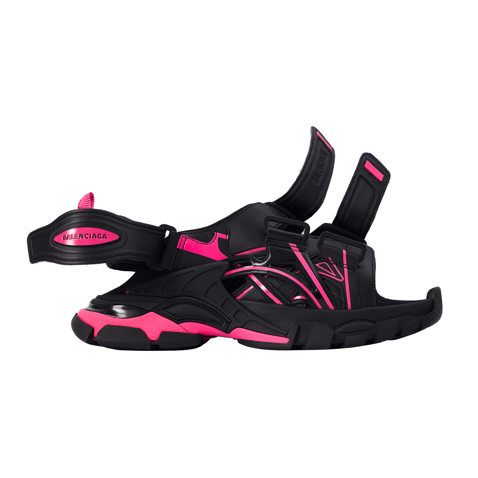 Balenciaga Black & Pink Track Sandals