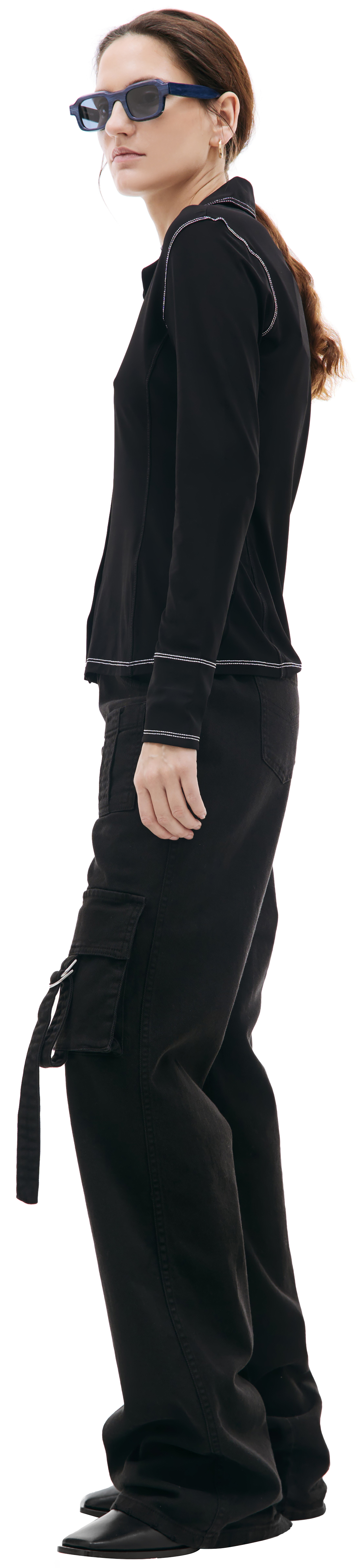 MARINE SERRE Fitted shirt with contrast stitching