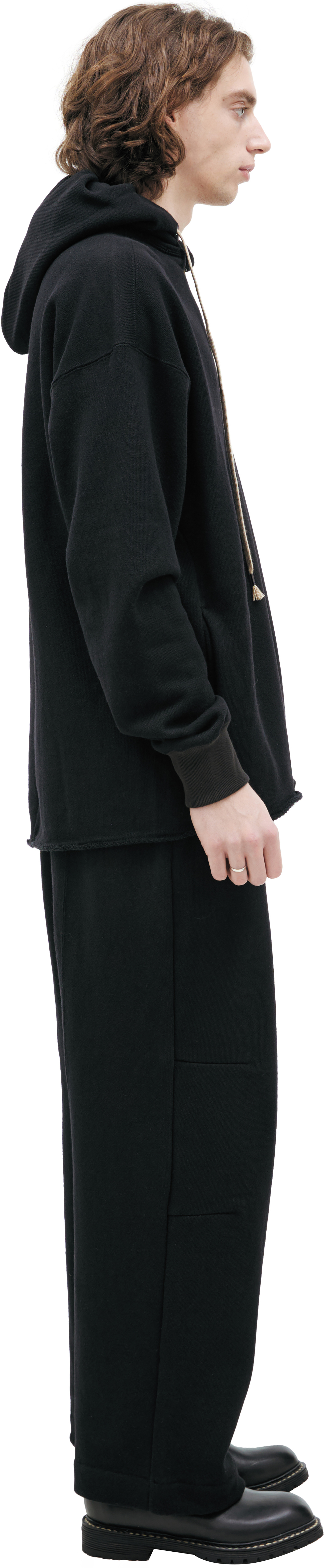 The Viridi-Anne Black wool hoodie