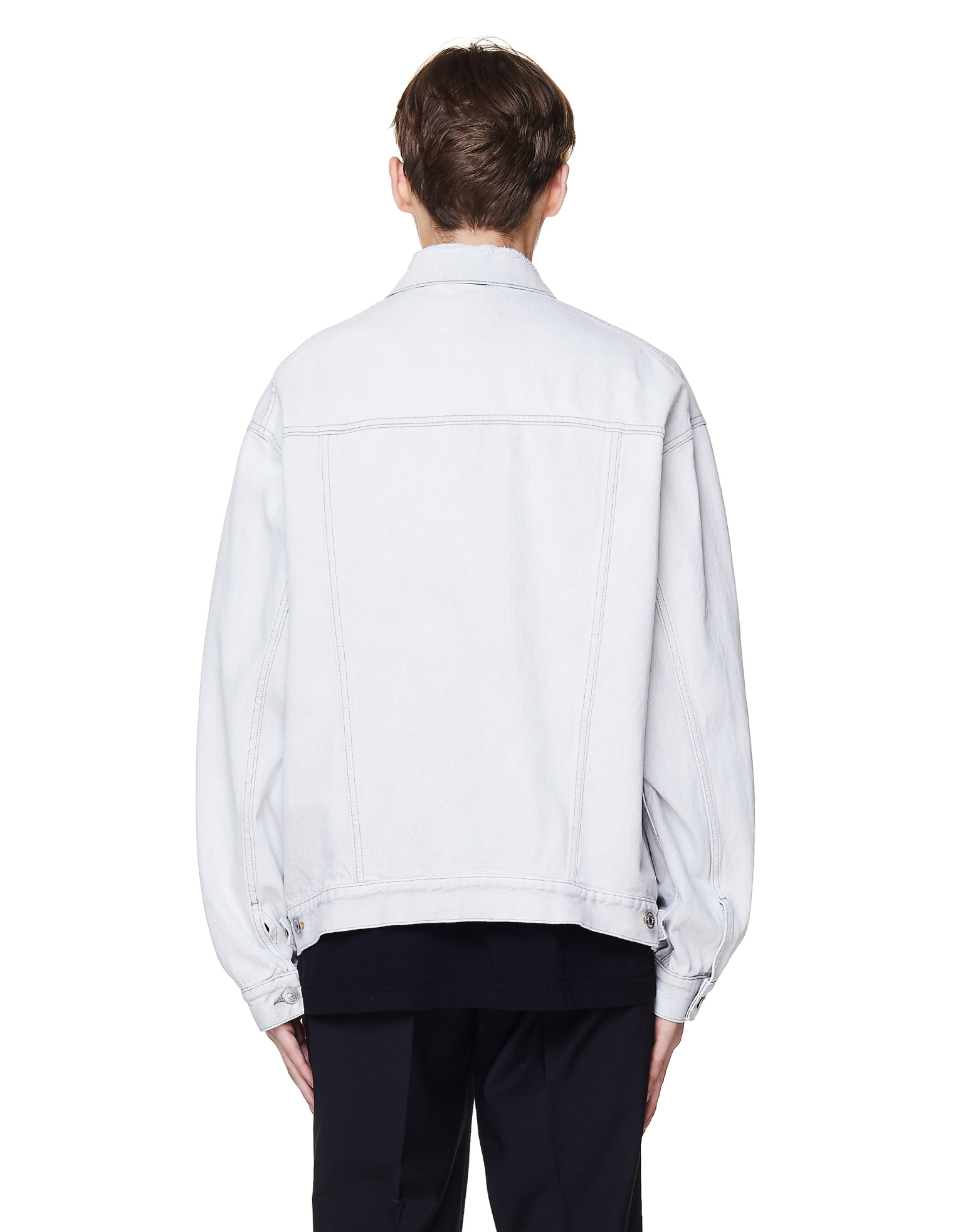 Balenciaga White Logo Printed Denim Jacket