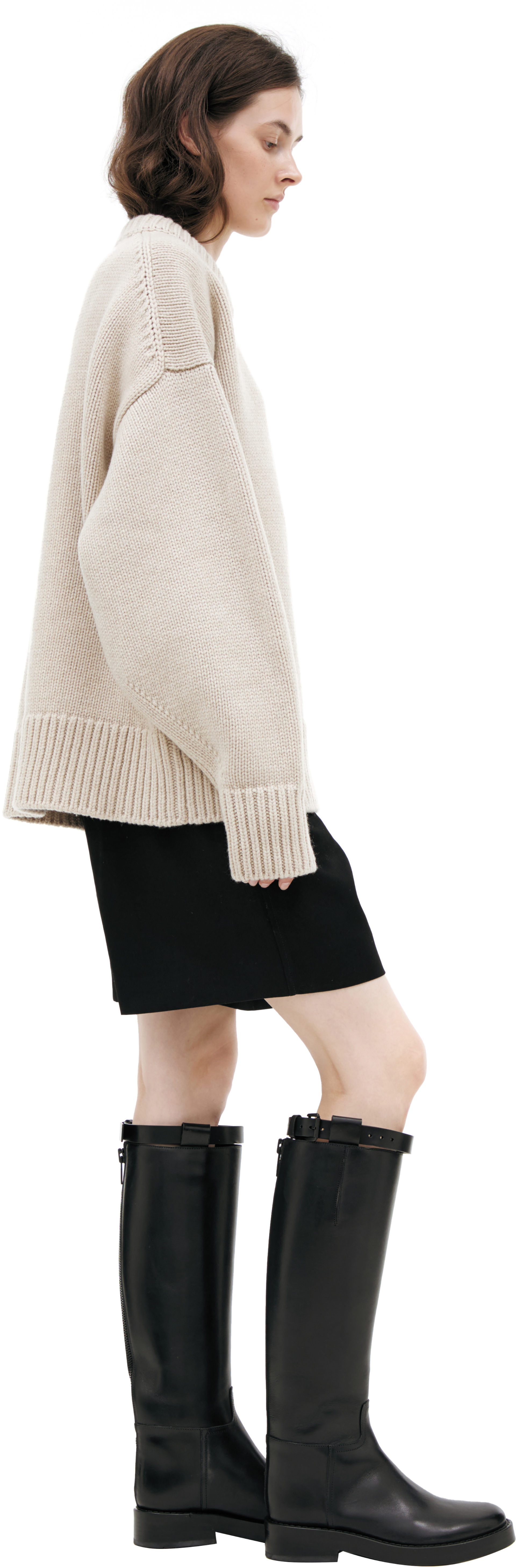 The Row Beige sweater with large knit pattern