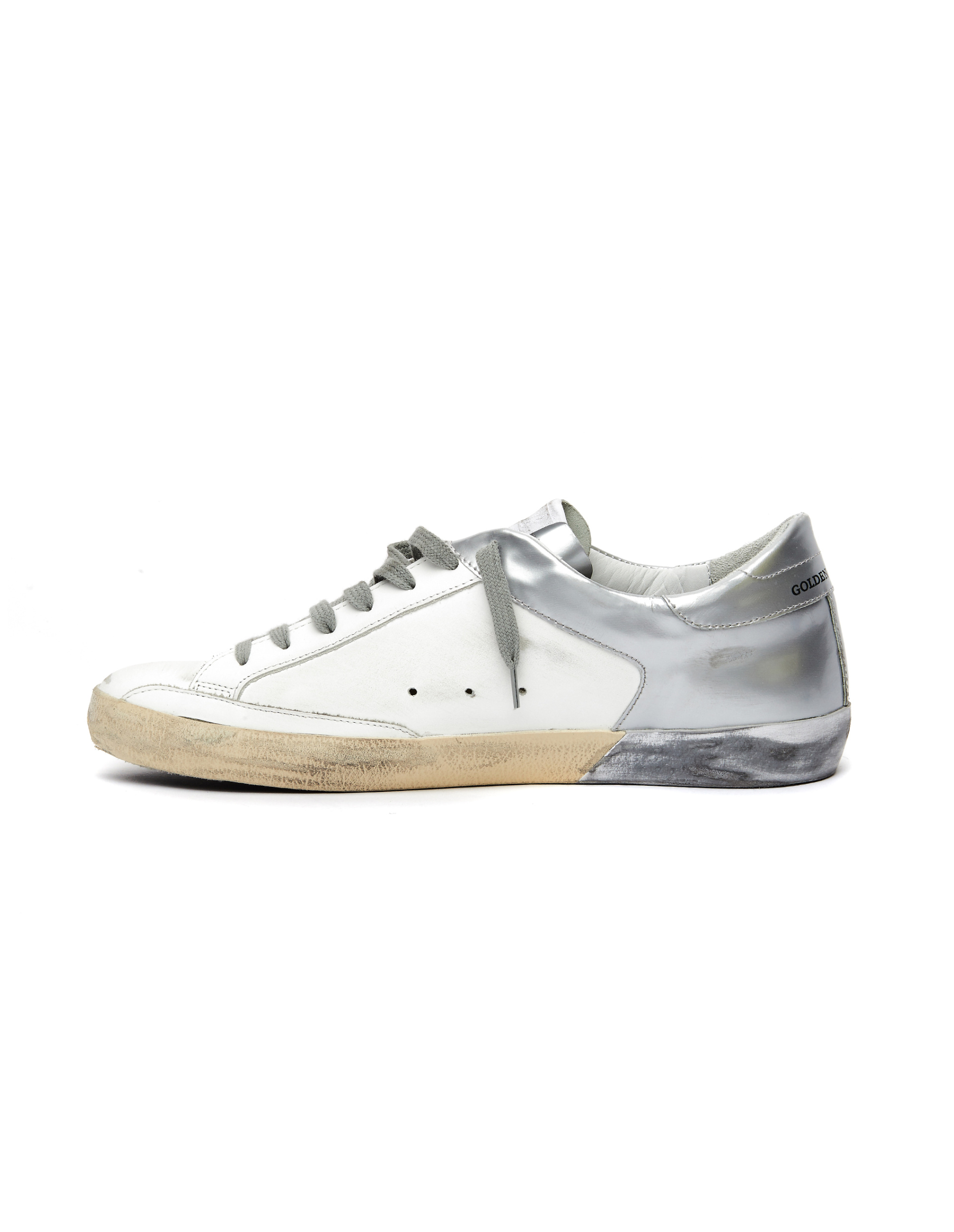 Golden Goose White & Silver Superstar Sneakers