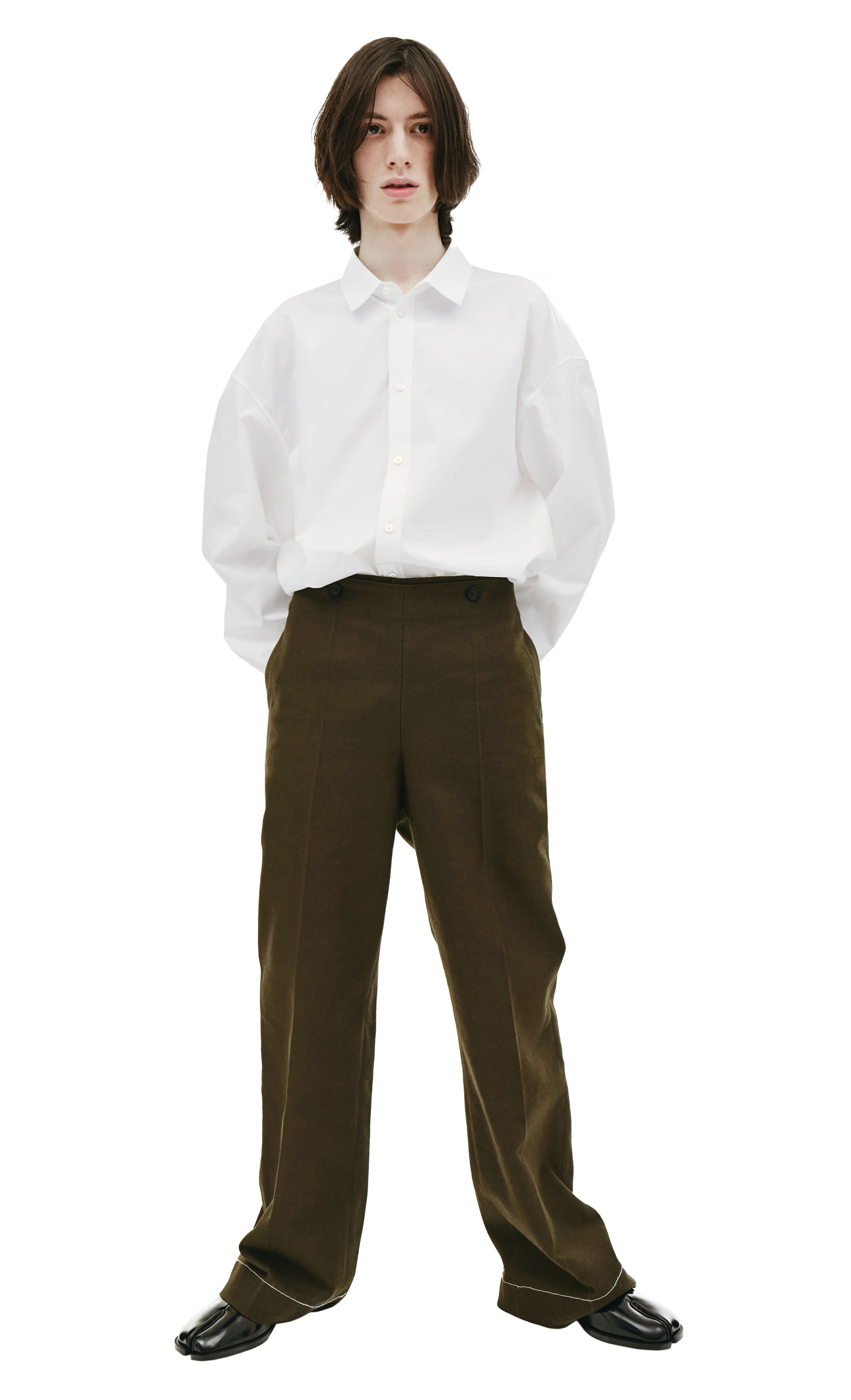 Maison Margiela Dark Green Wool & Cotton Trousers