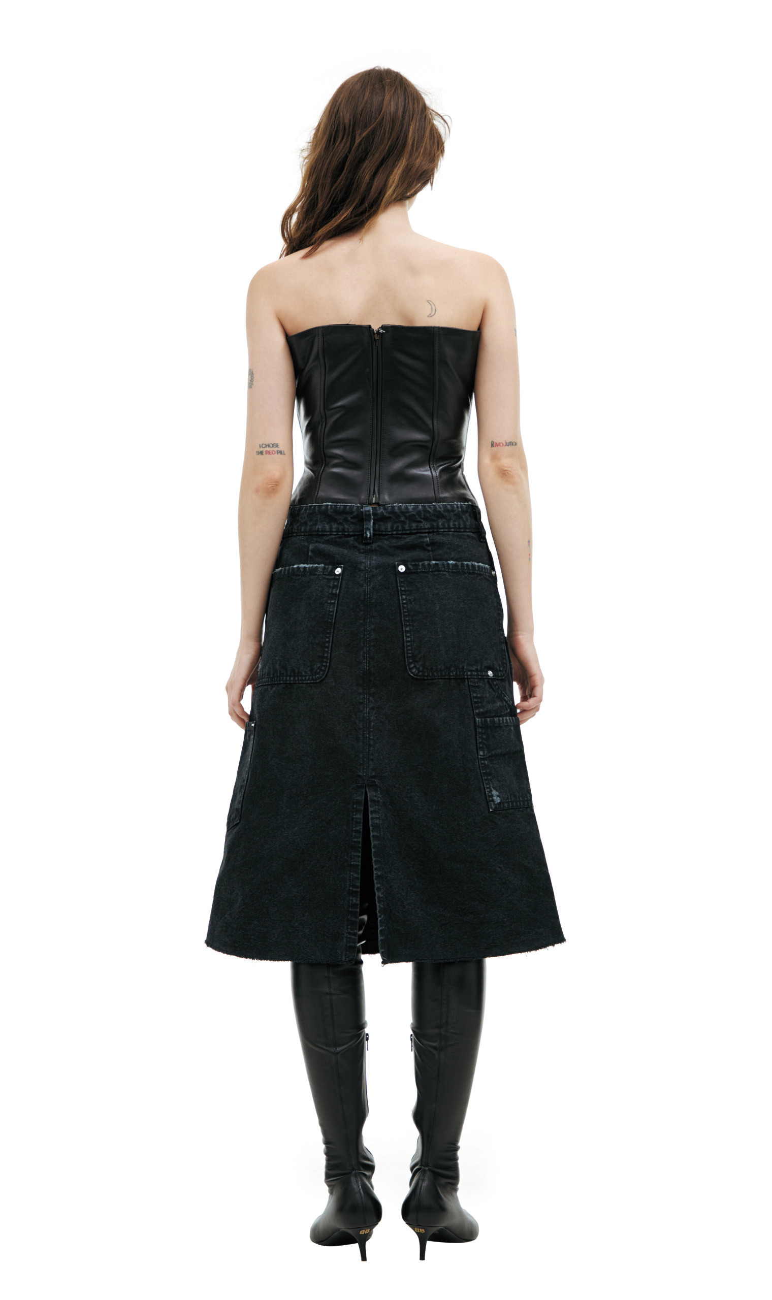 KNWLS Black leather corset
