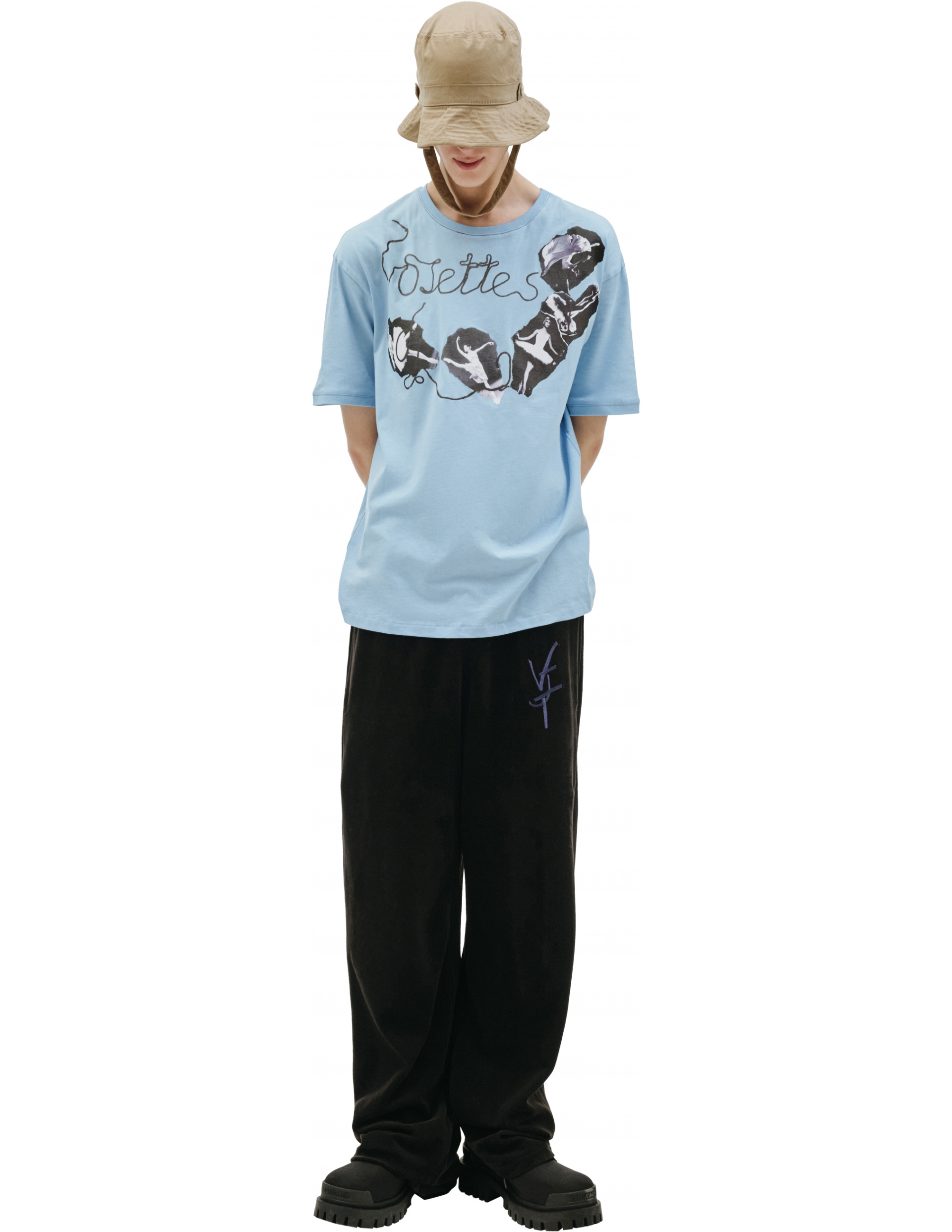 Vojettes Blue Cotton Ballerina Print T-Shirt