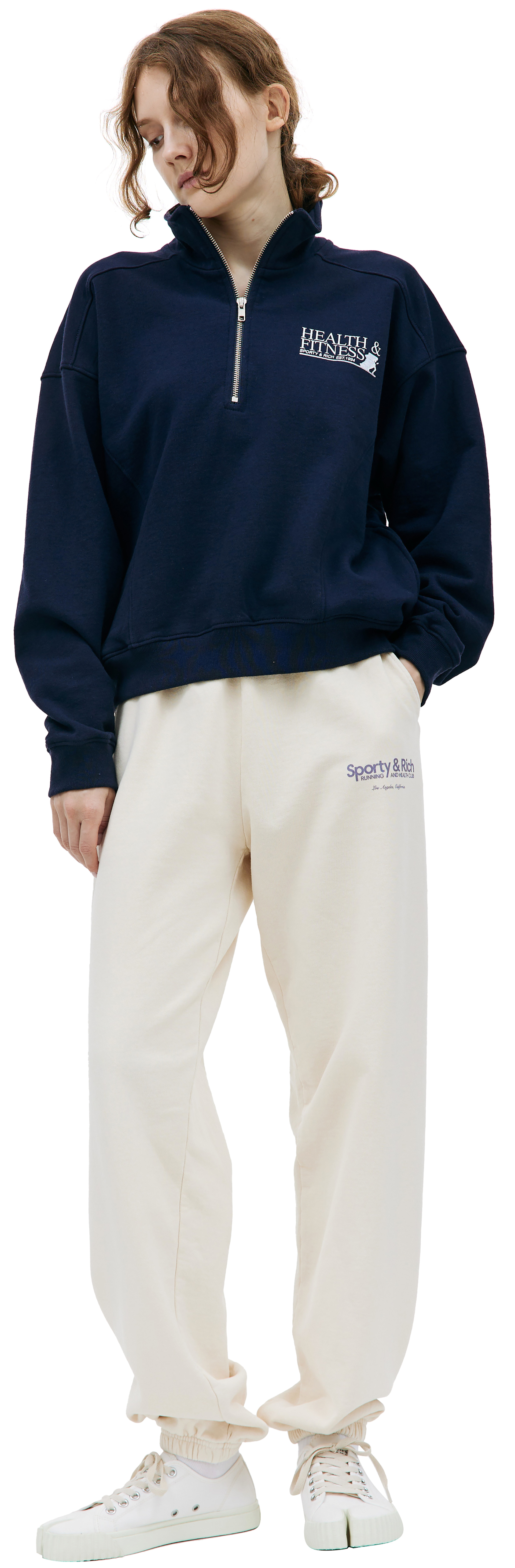 SPORTY & RICH Cotton zip up sweatshirt