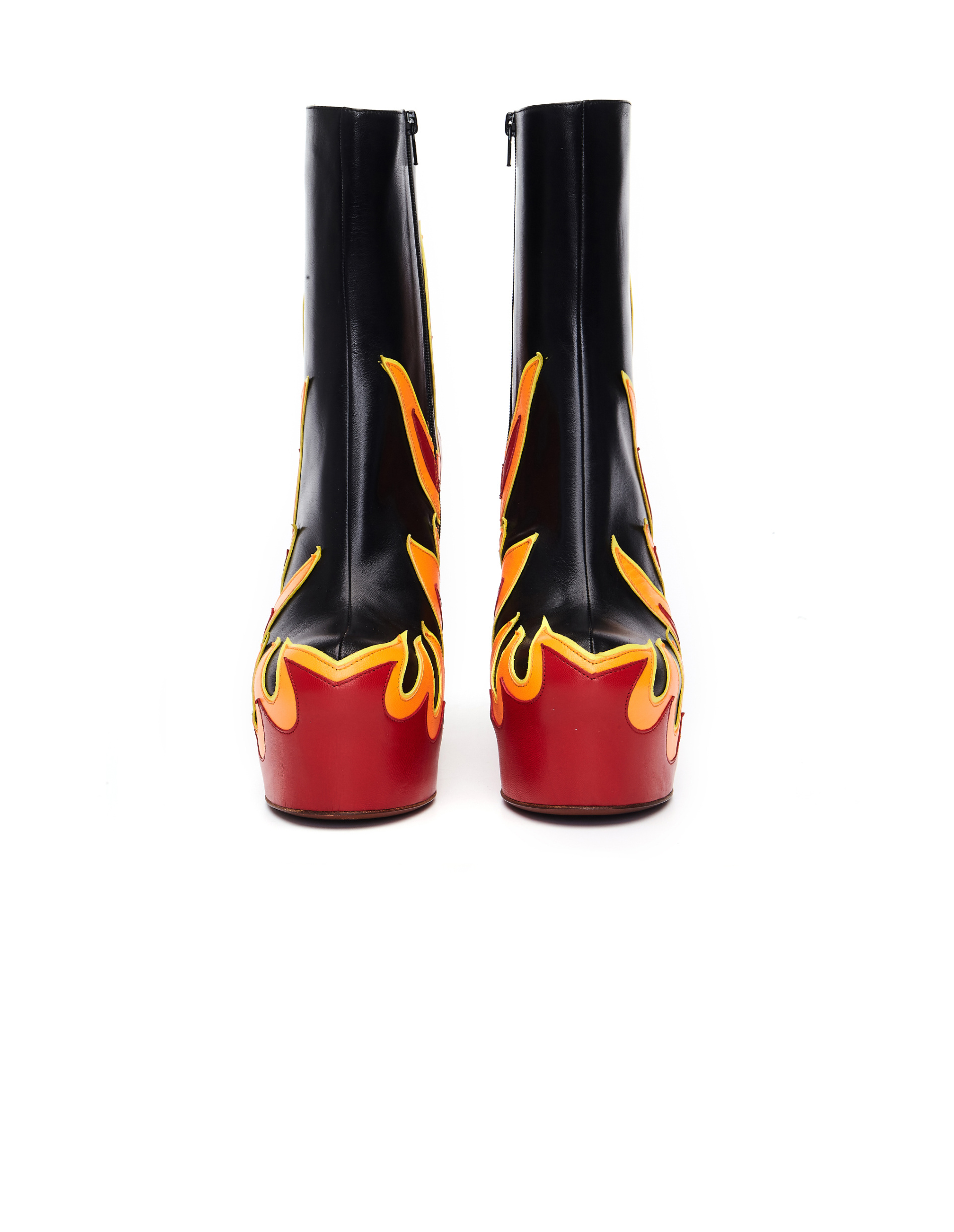 VETEMENTS Fire-appliqué Platform Heel Leather Boots