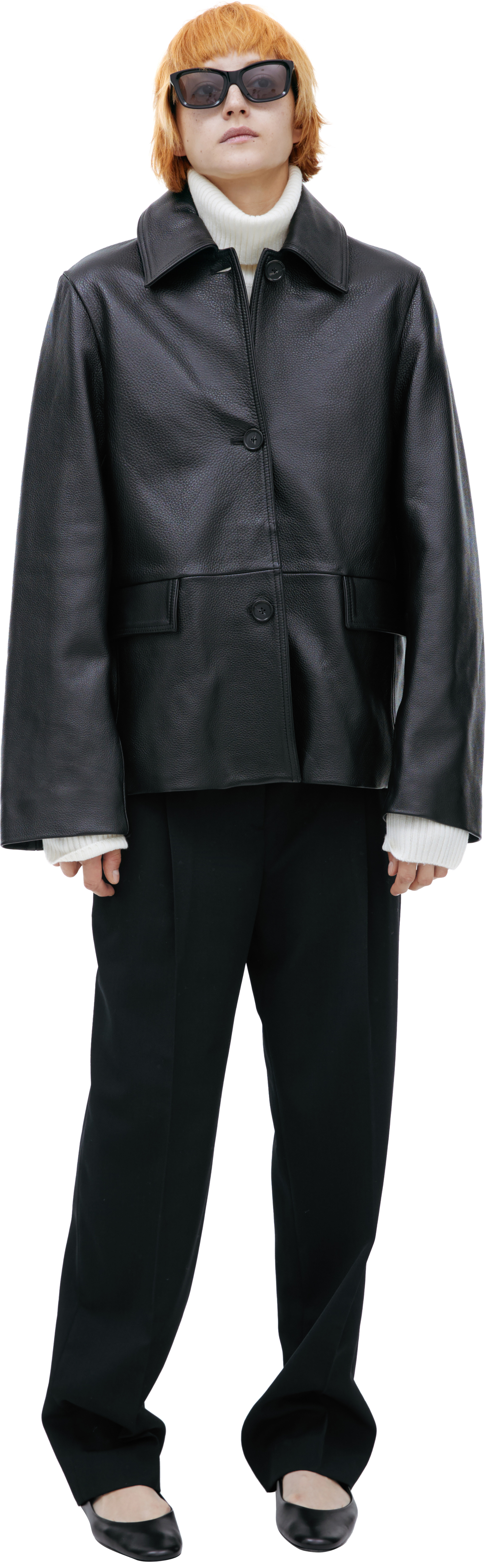 TOTEME Leather jacket with a turn-down collar