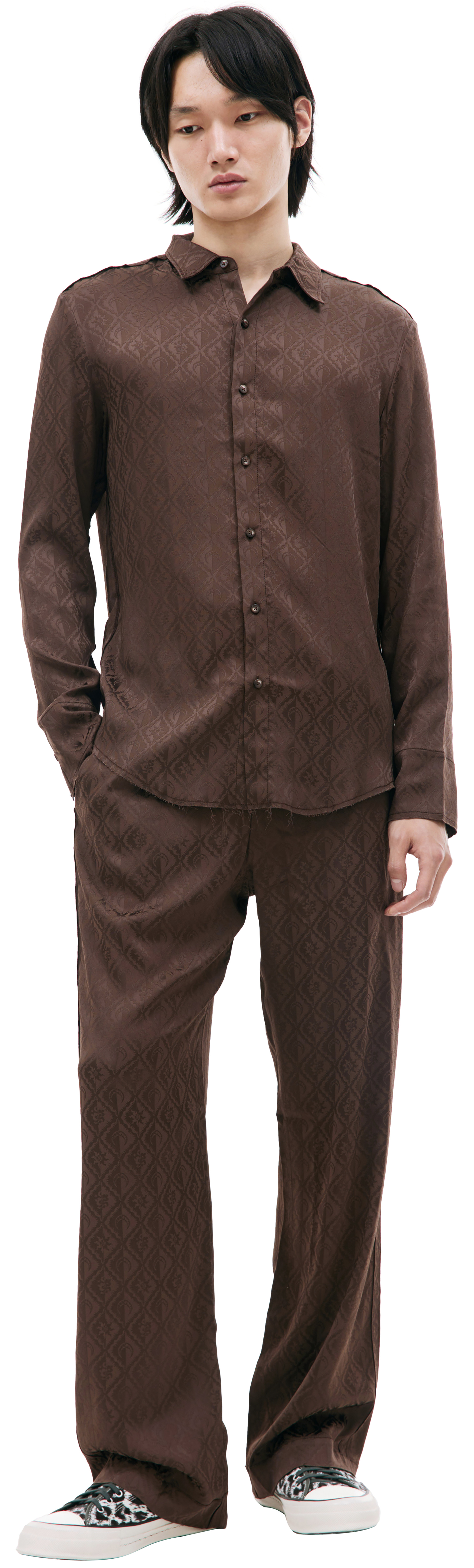 MARINE SERRE Brown Moon diamant shirt