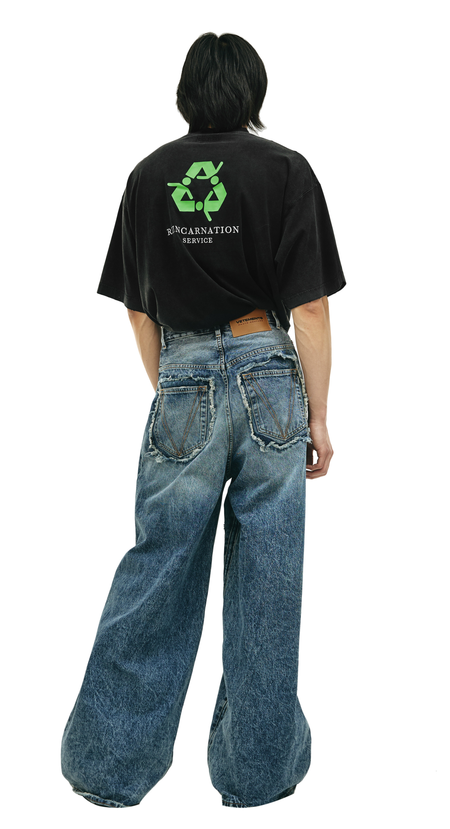 VETEMENTS Distressed wide-leg jeans