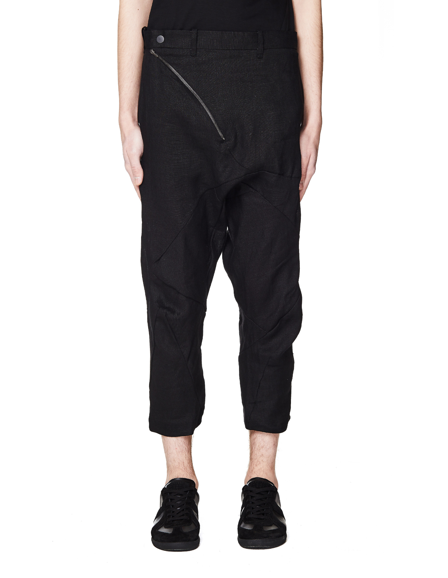 Leon Emanuel Blanck Black Linen Cropped Trousers
