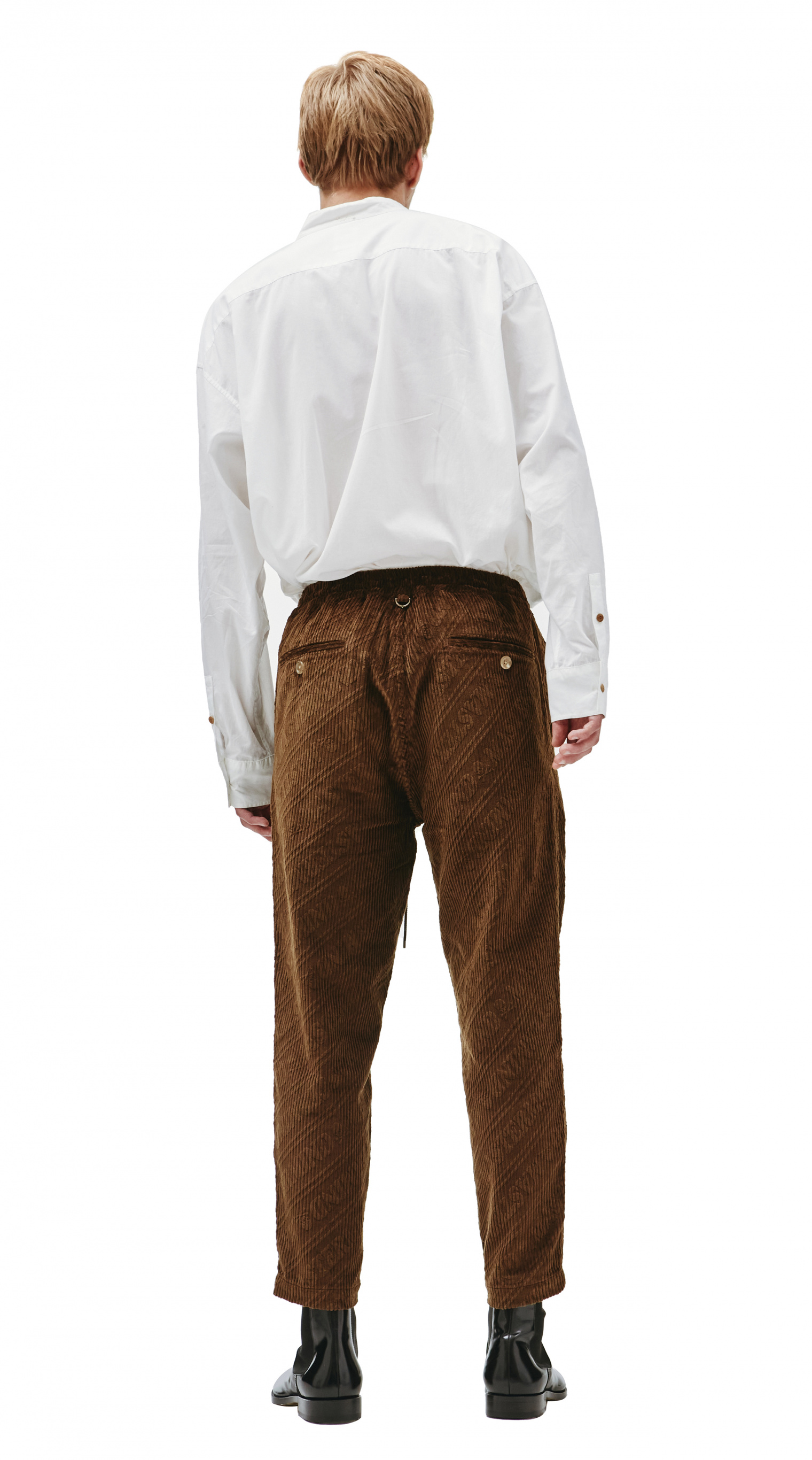 Mastermind WORLD Brown corduroy monoprint trousers