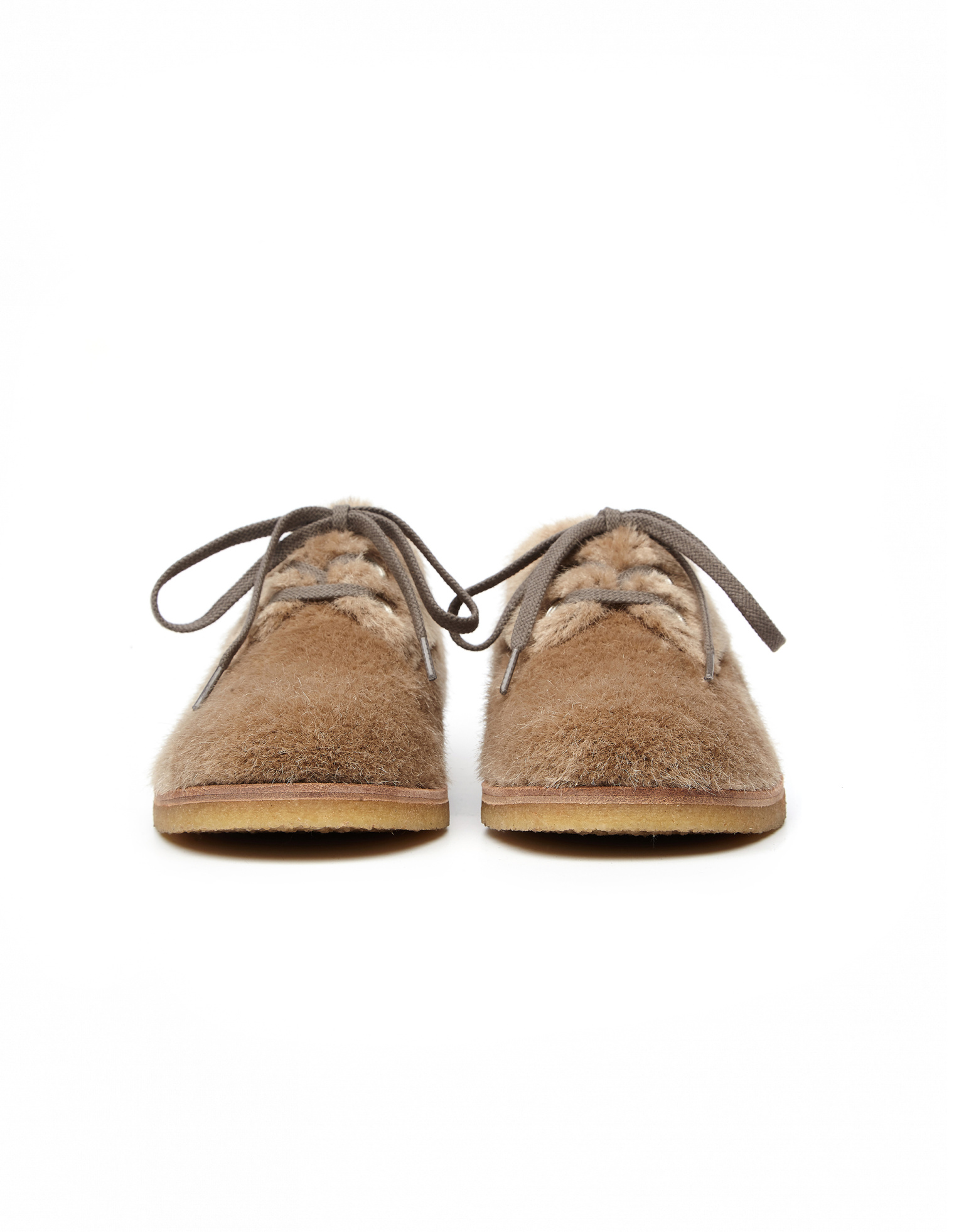Hender Scheme Beige Faux Fur Blucher Lace Up Shoes