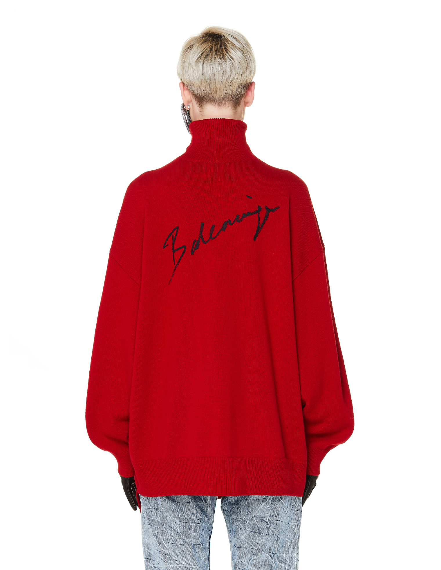 Balenciaga Red Signature Cashmere Turtleneck