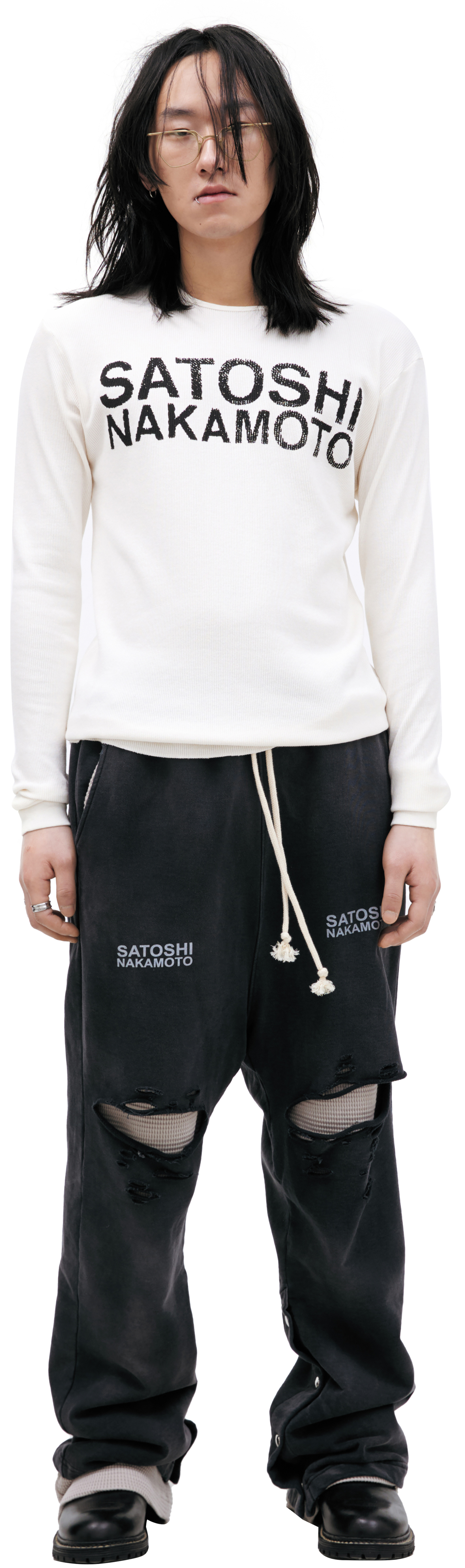 Satoshi Nakamoto White logo longsleeve