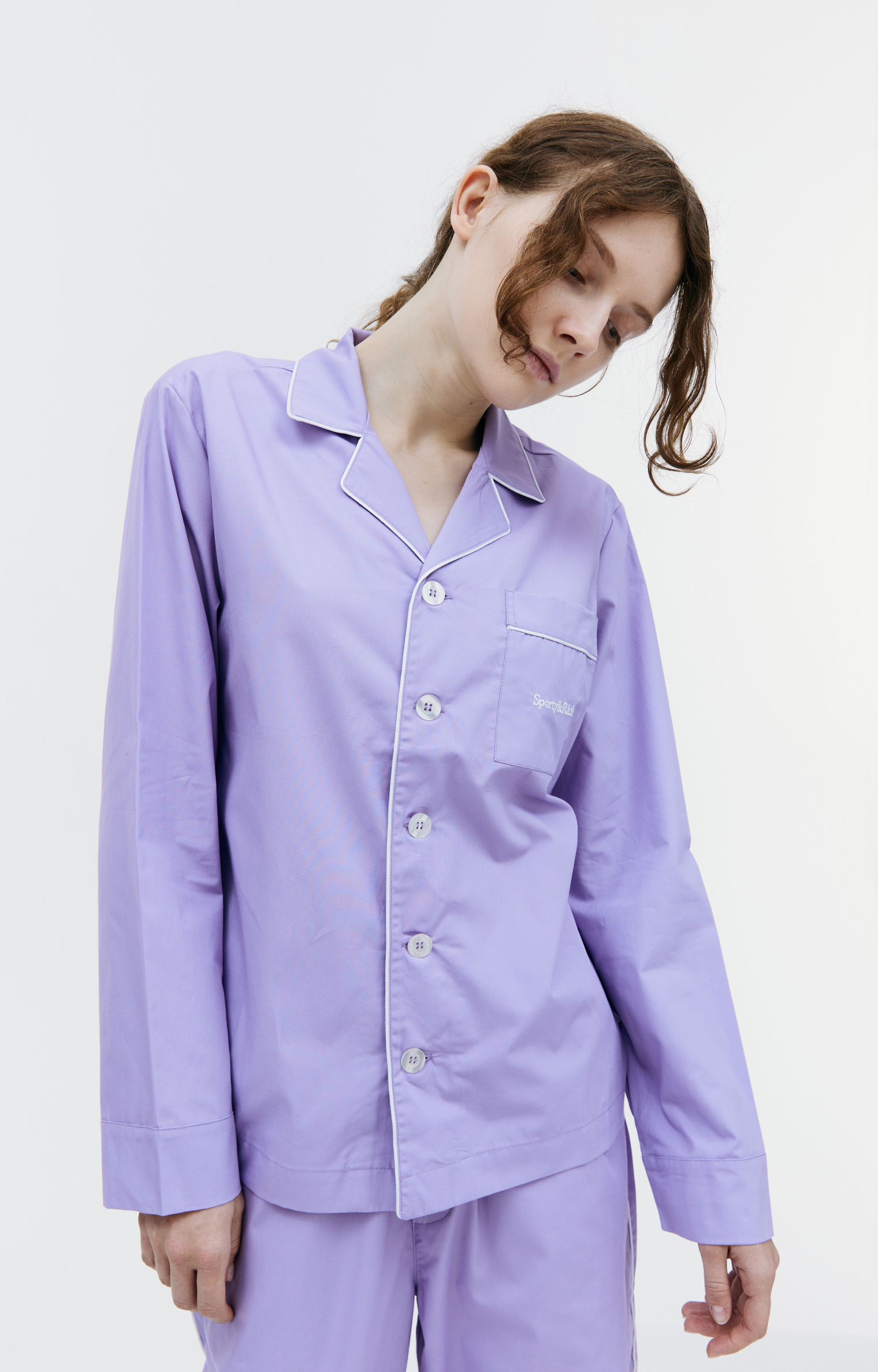 SPORTY & RICH Purple Serif pyjama shirt