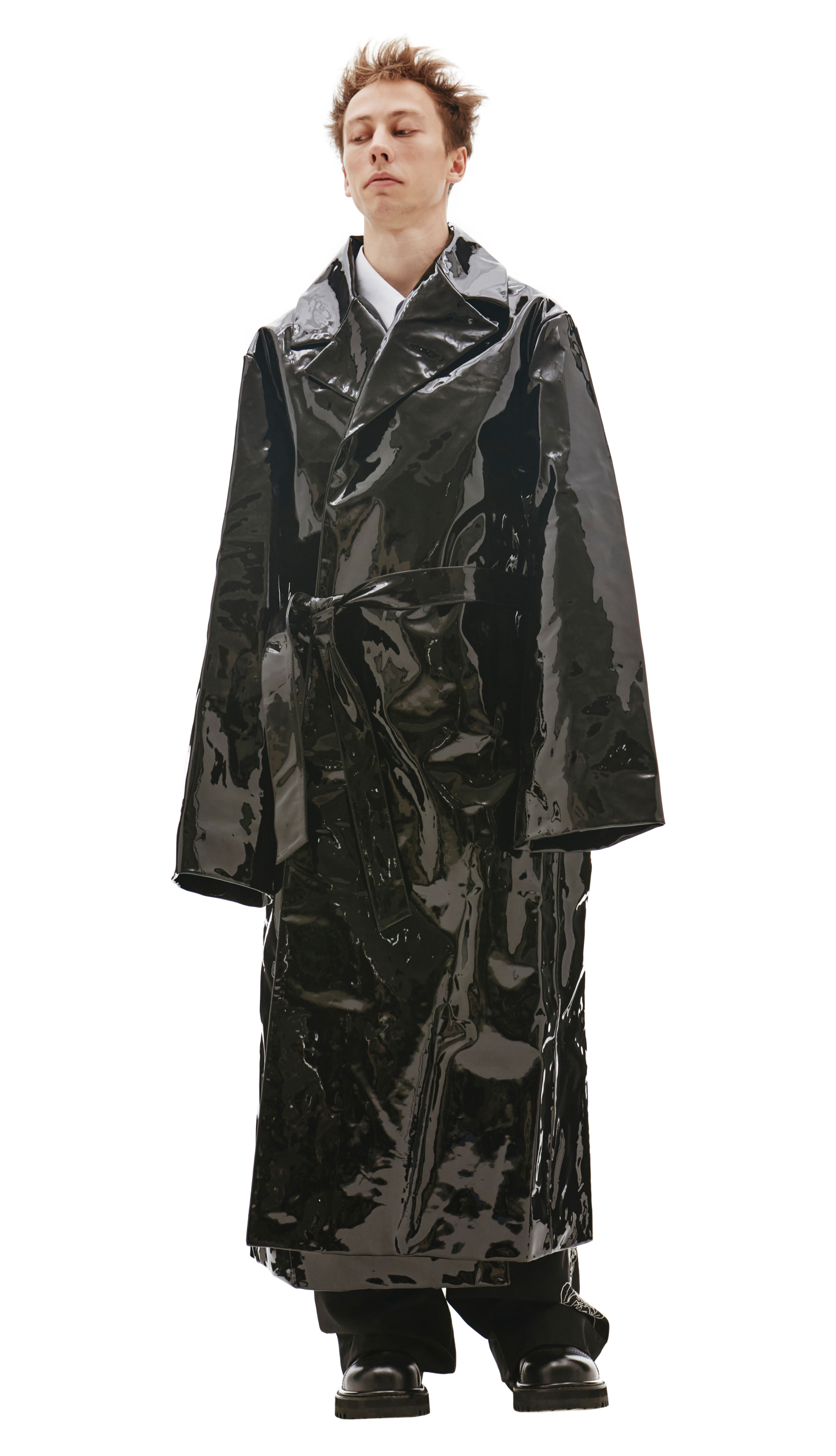 VETEMENTS Black Patent Leather Coat