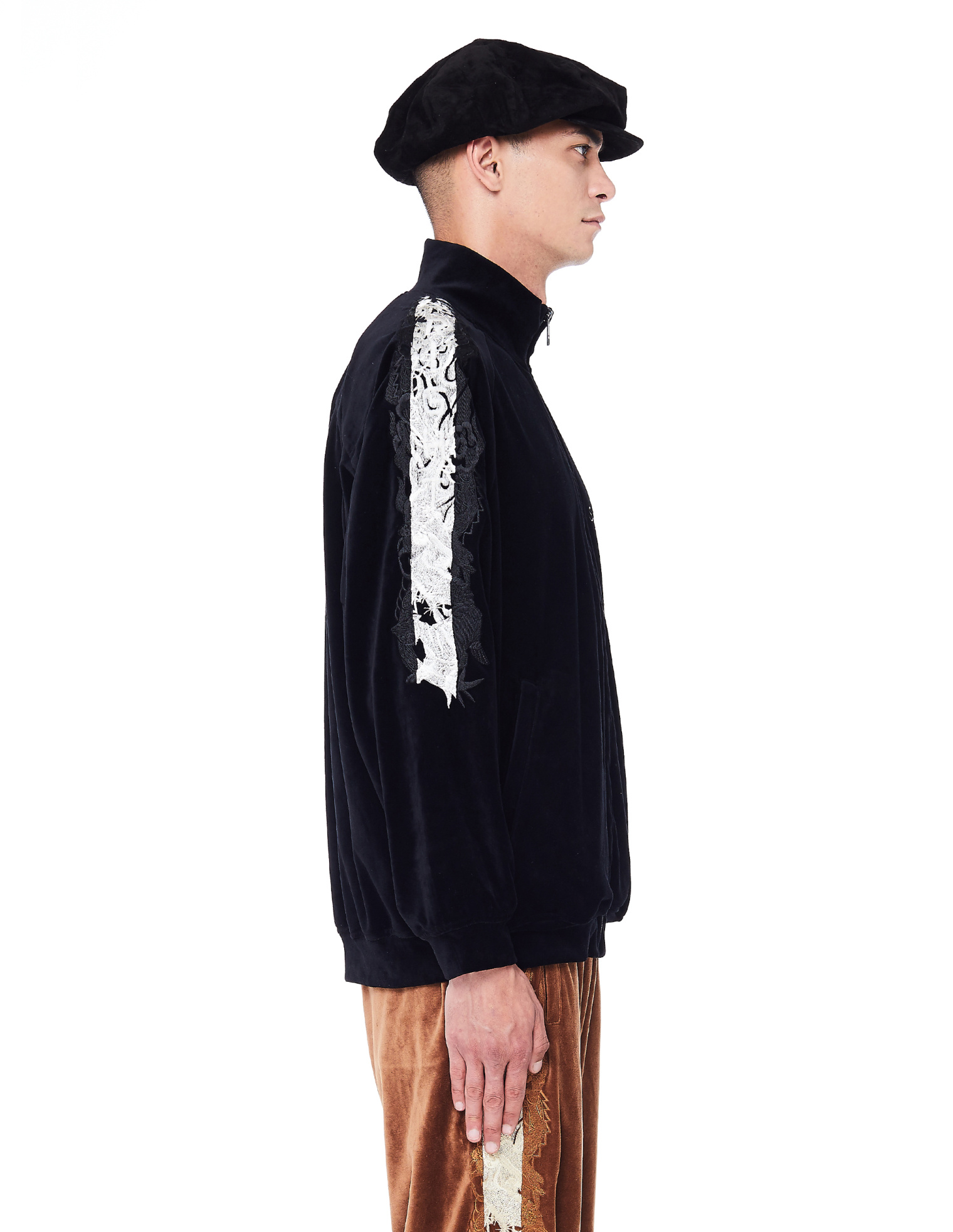 Doublet Black Embroidered Velour Track Jacket