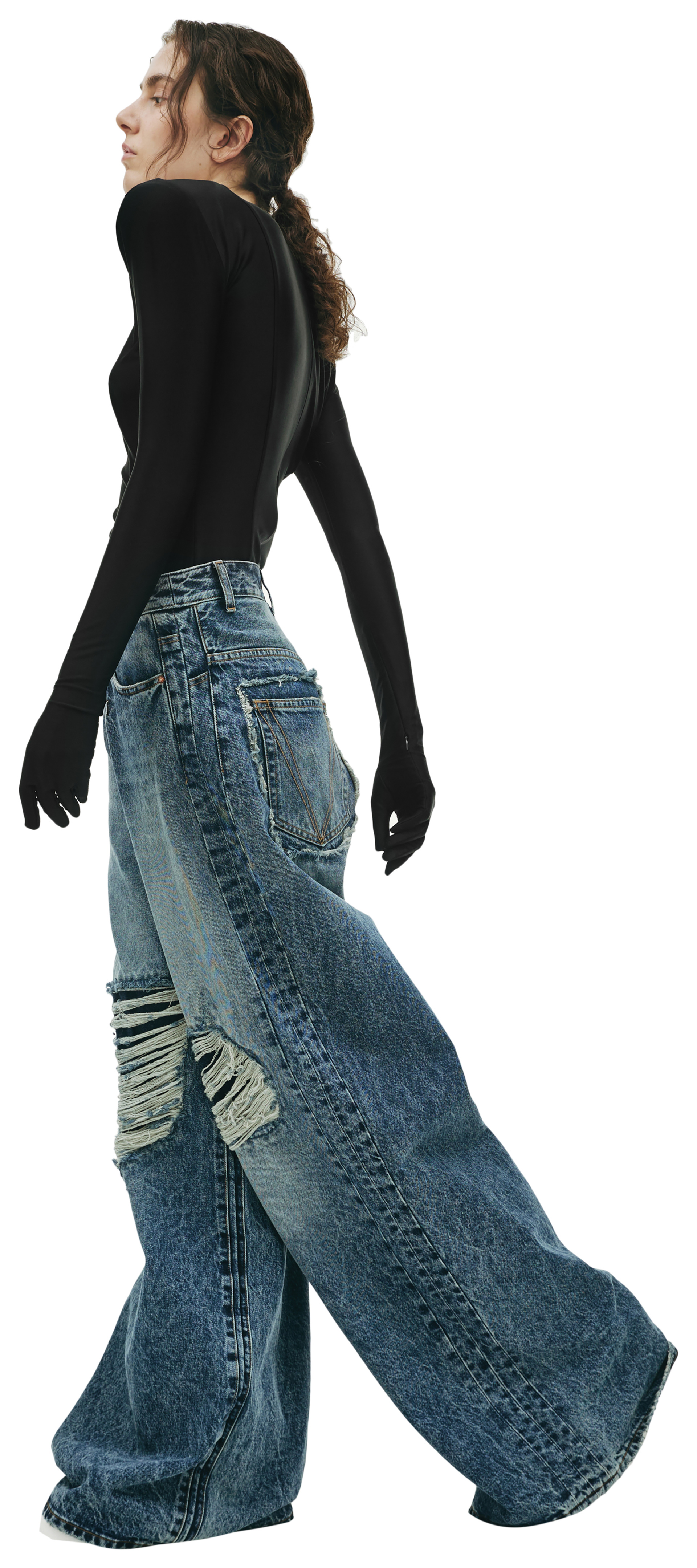 VETEMENTS Distressed wide-leg jeans