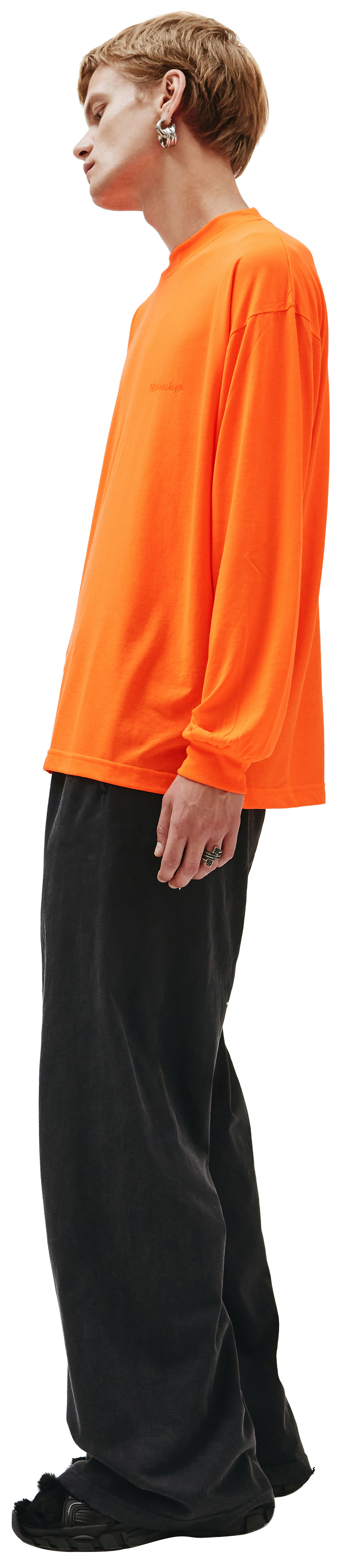 Balenciaga Orange Longsleeve with embroidered logo