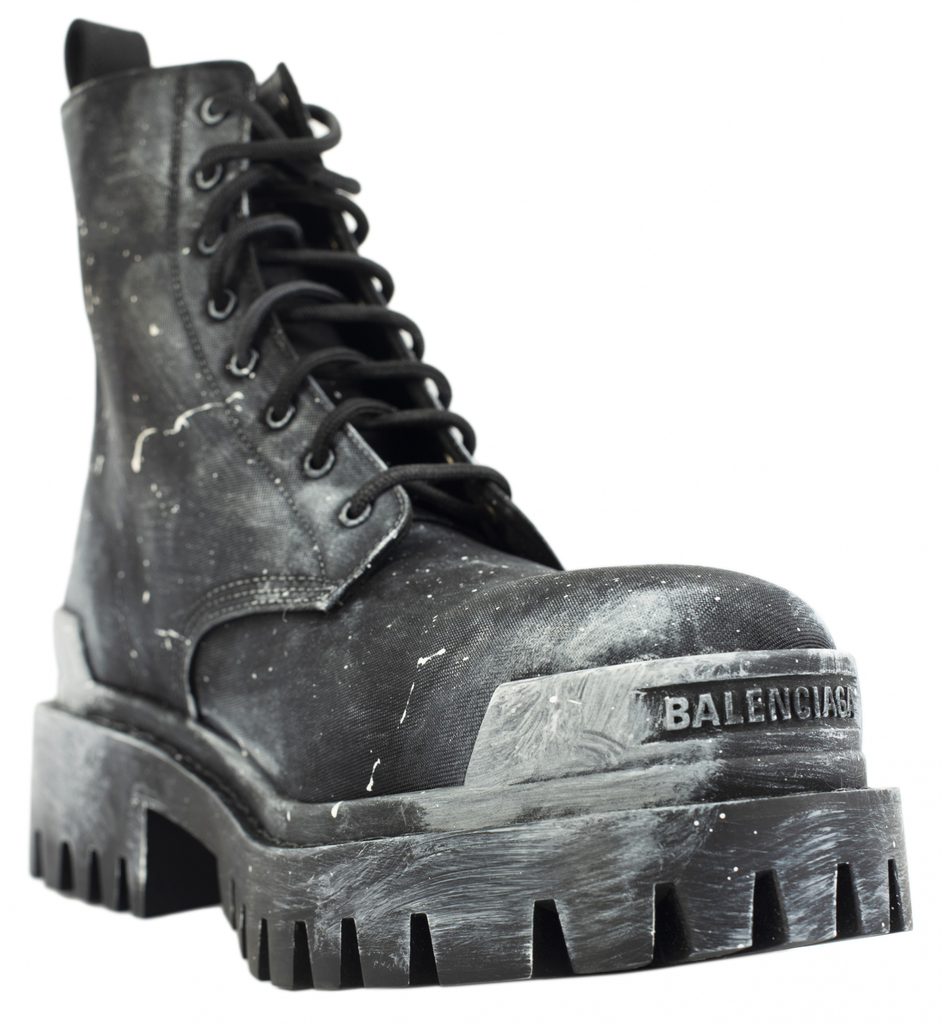 Balenciaga Black Strike Boots with painted effect