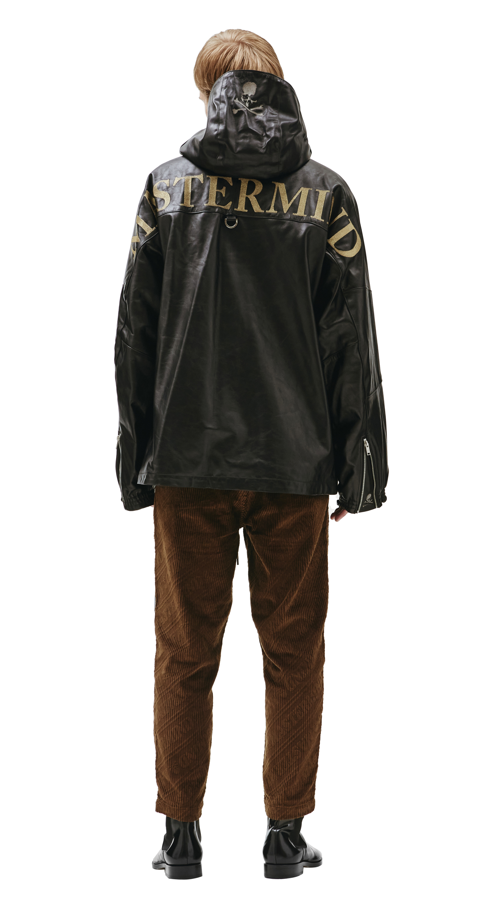 Mastermind WORLD Black leather jacket with logo