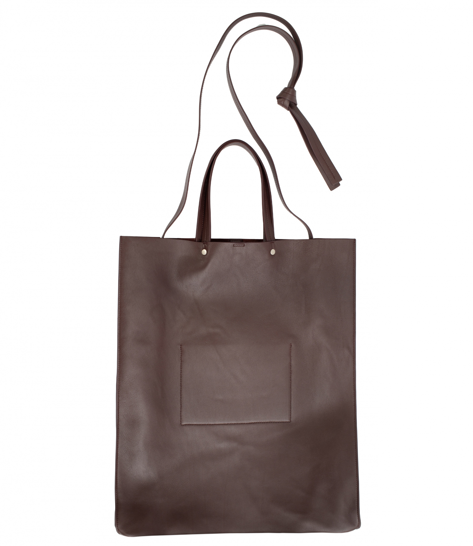 Jil Sander Бордовая сумка из кожи с накладными карманами