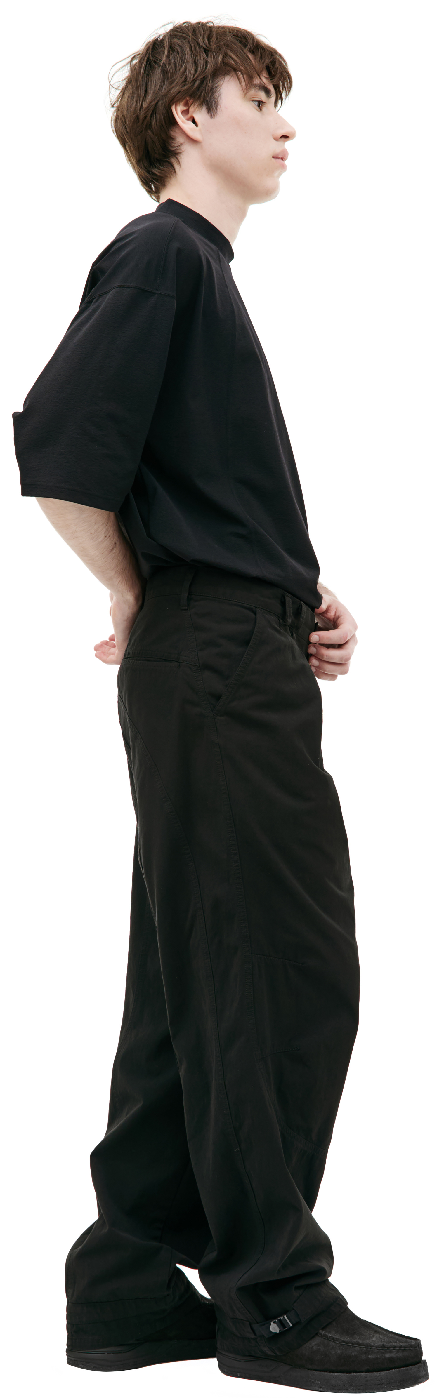 The Viridi-Anne Black cotton wide trousers