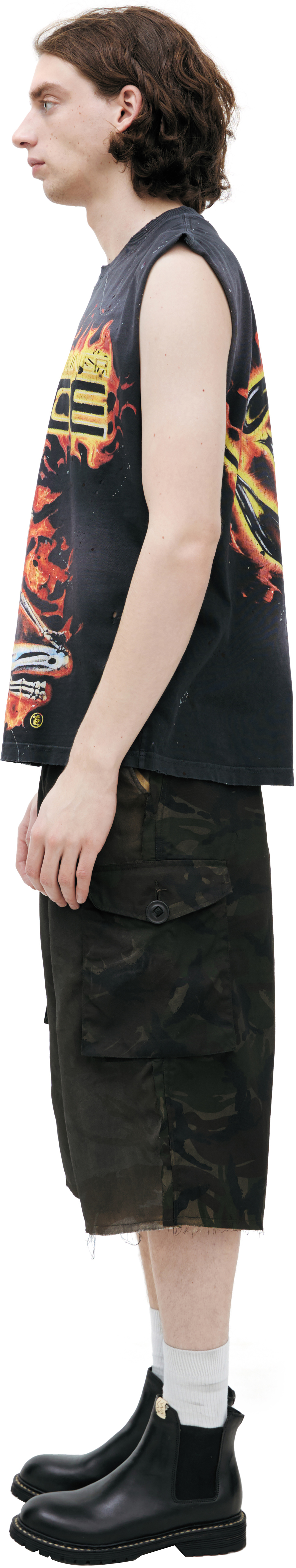 Buy Hellstar men black printed tank top for $340 online on SV77