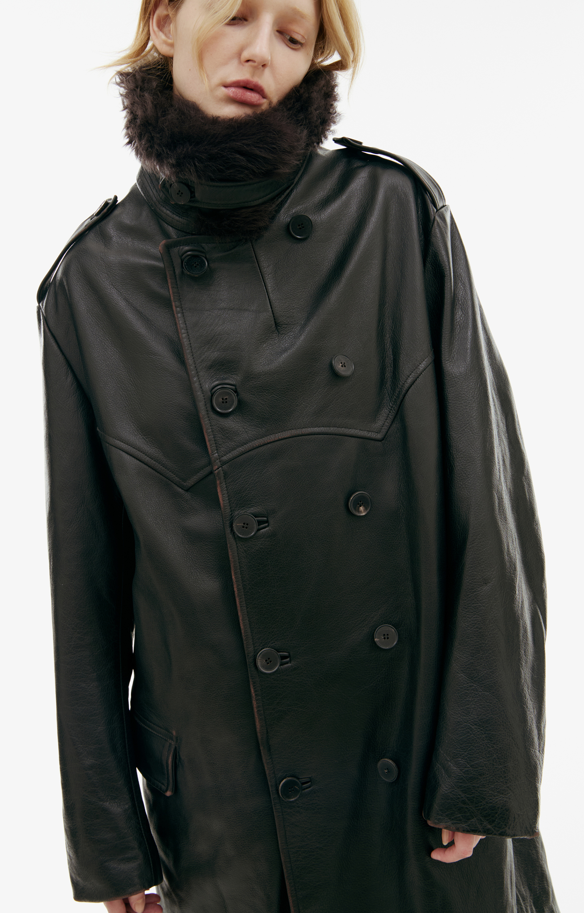 Enfants Riches Déprimés Double-breasted leather coat