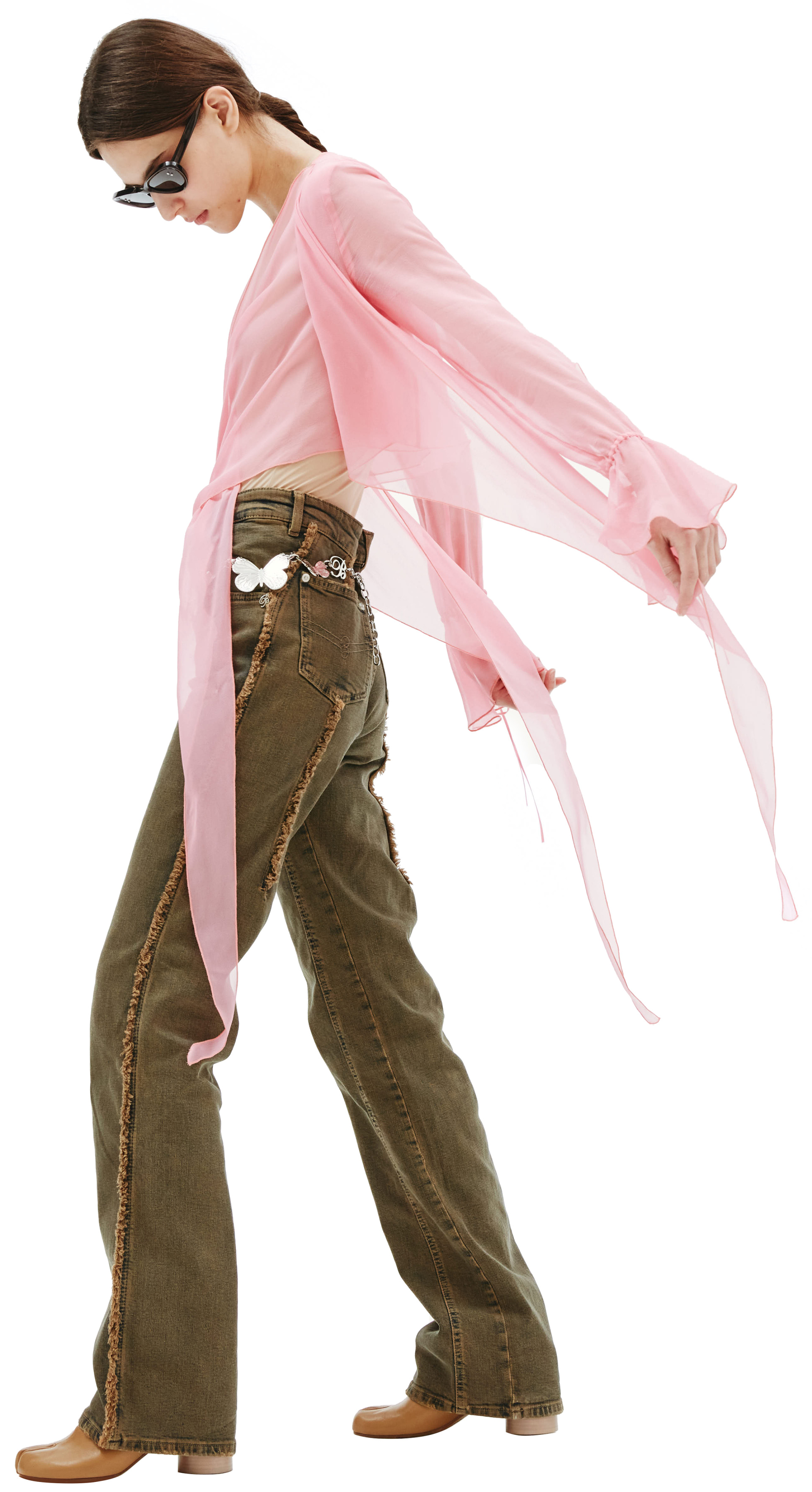 Blumarine Кhaki fringed jeans