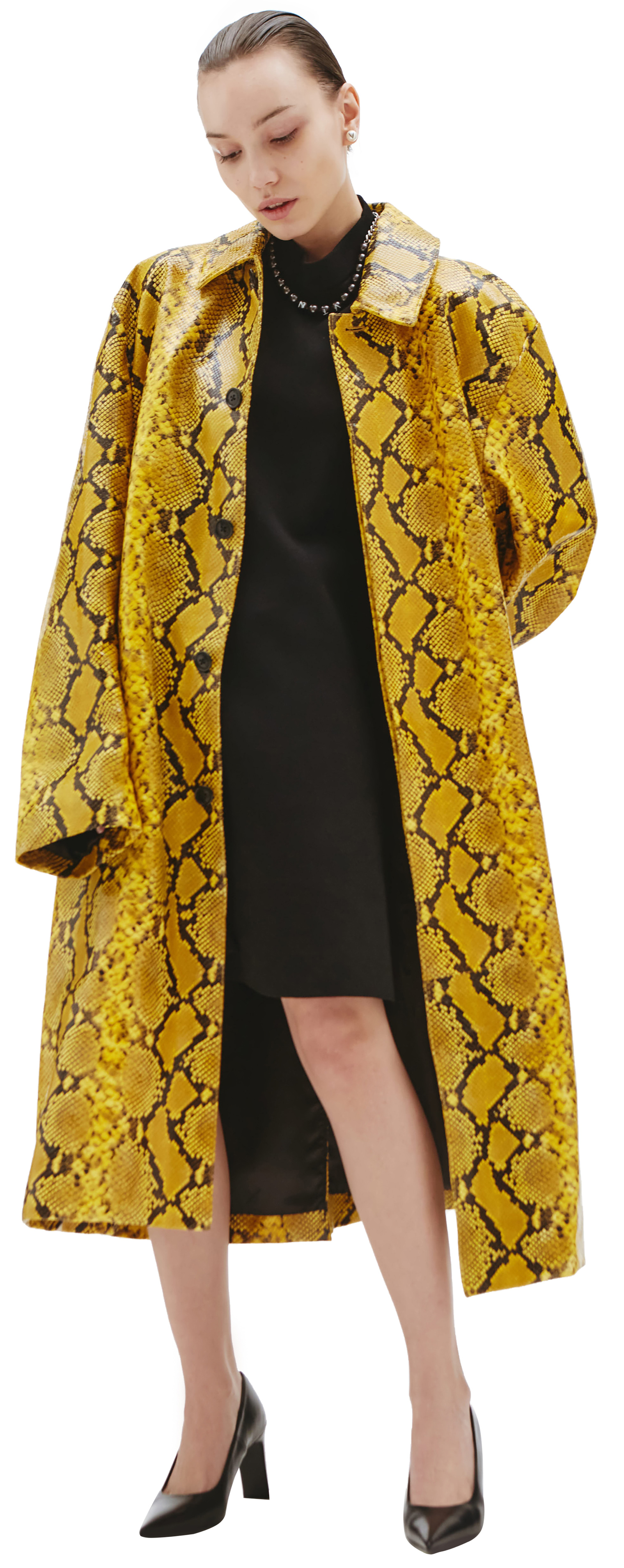 VETEMENTS Yellow Python Leather Coat