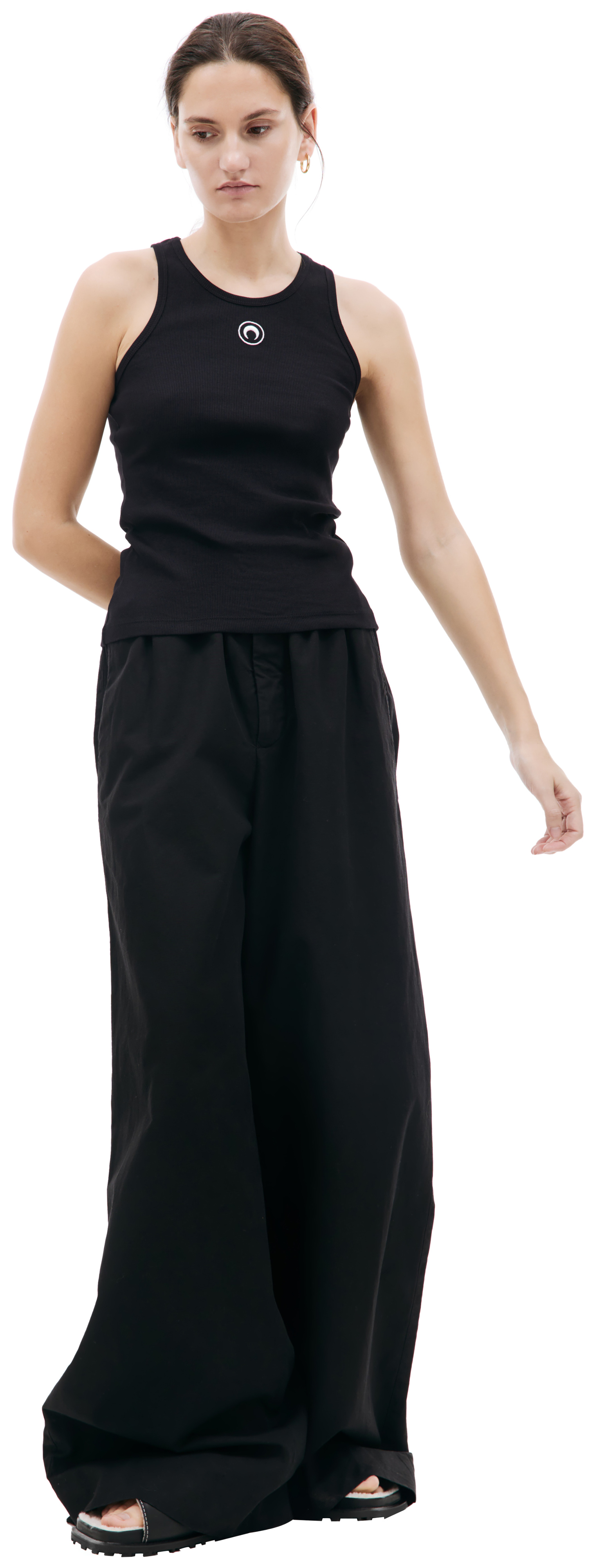 MARINE SERRE Black embroidered tank top