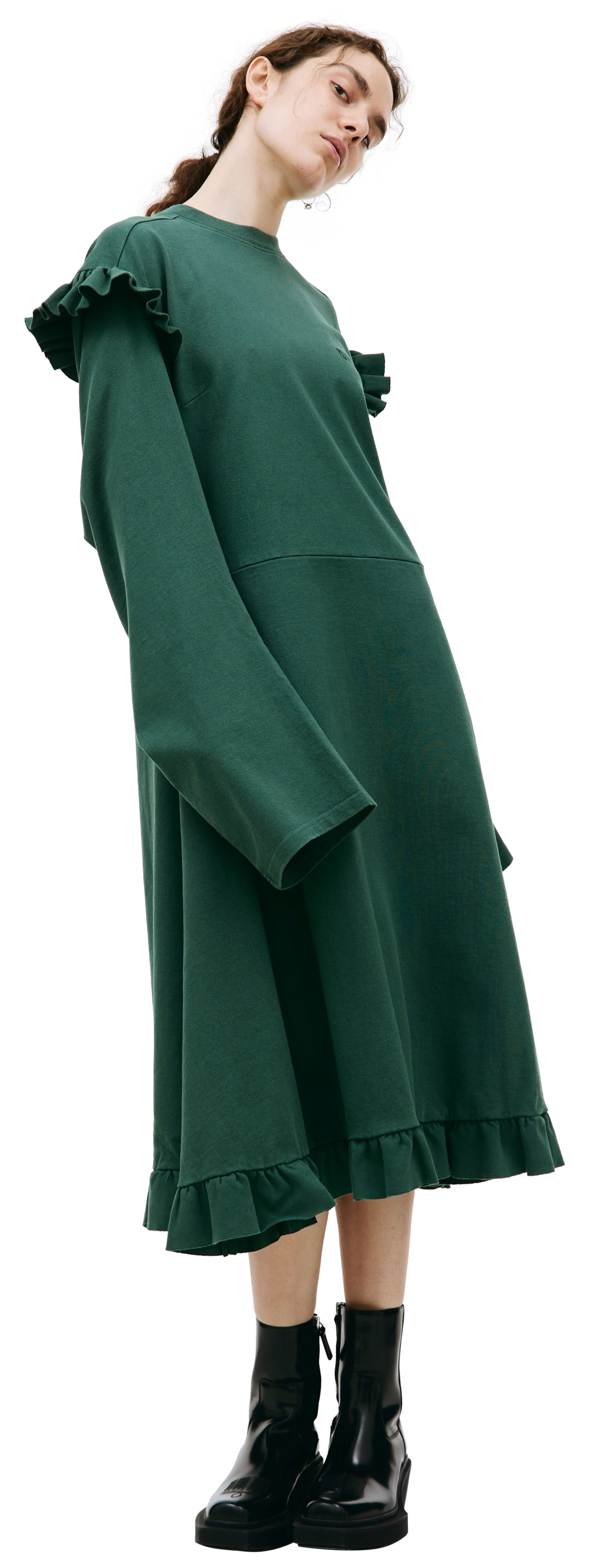 VETEMENTS Green ruffle midi dress