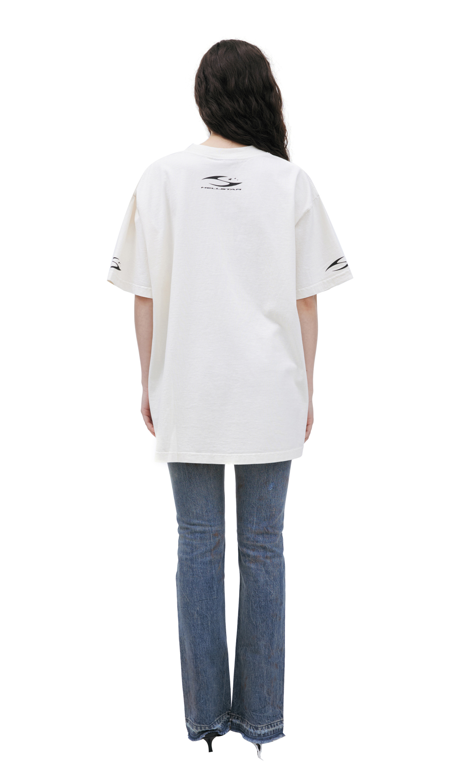 Buy Hellstar women white logo t-shirt for $305 online on SV77