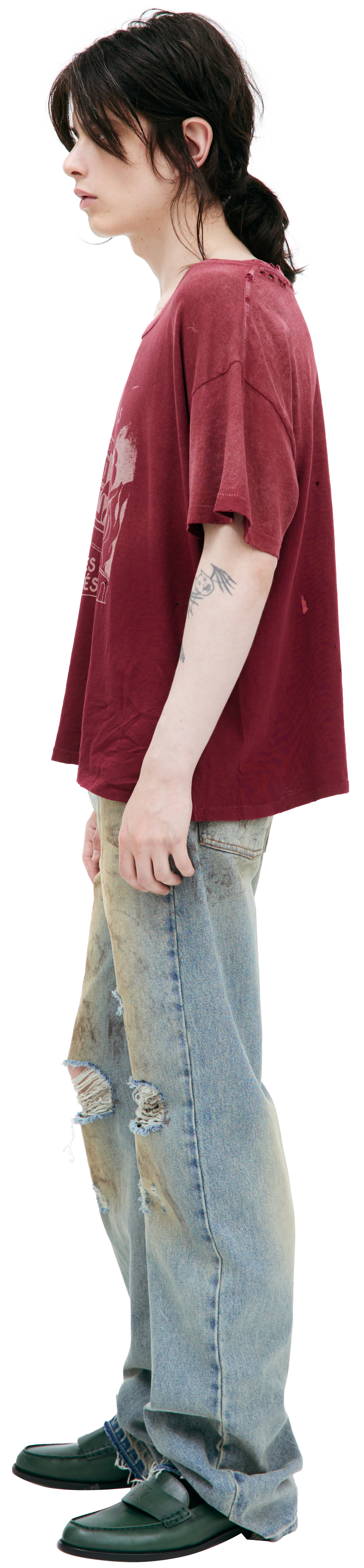 Enfants Riches Déprimés Burgundy T-shirt with print