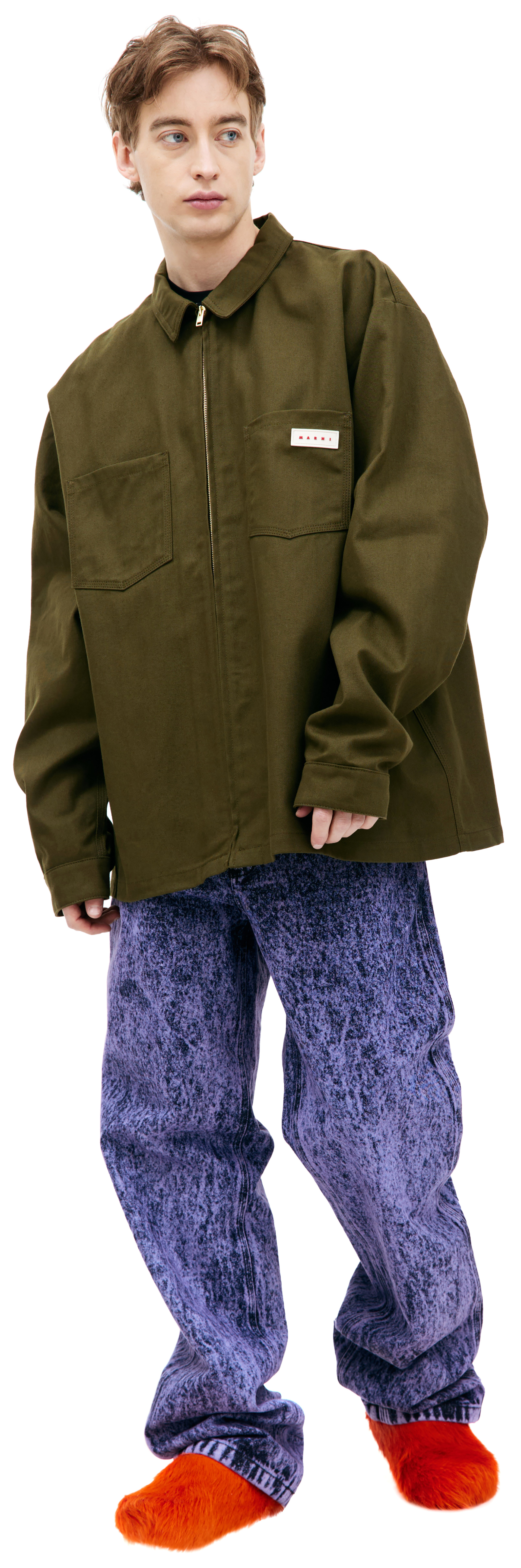 Marni Khaki zip up shirt