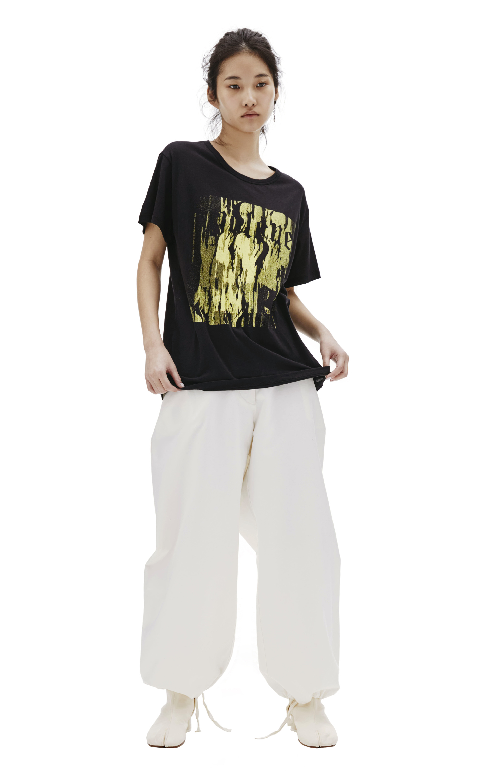 Ann Demeulemeester Black Printed Cotton T-Shirt