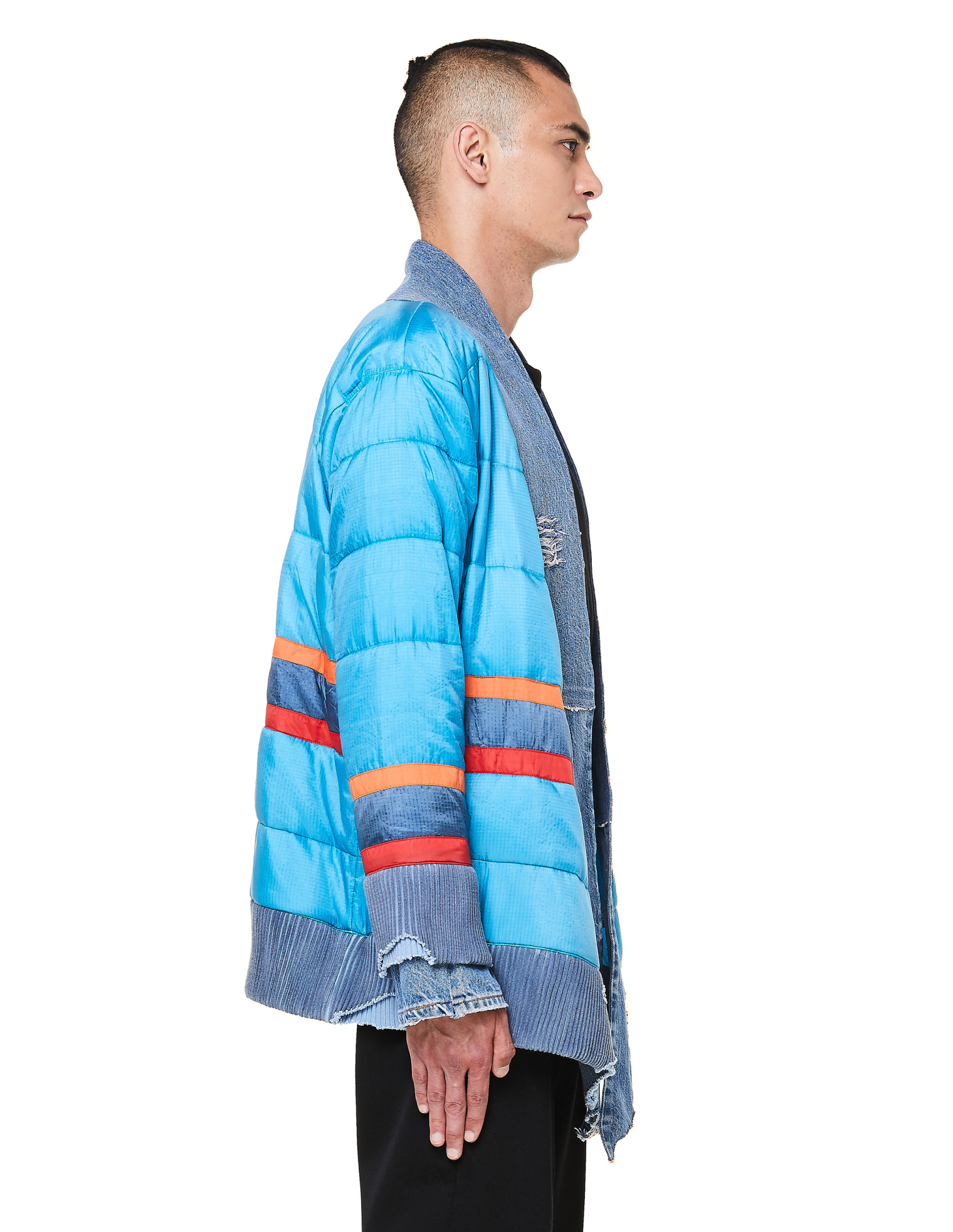 Greg Lauren Blue & Orange Puffy Kimono Jacket