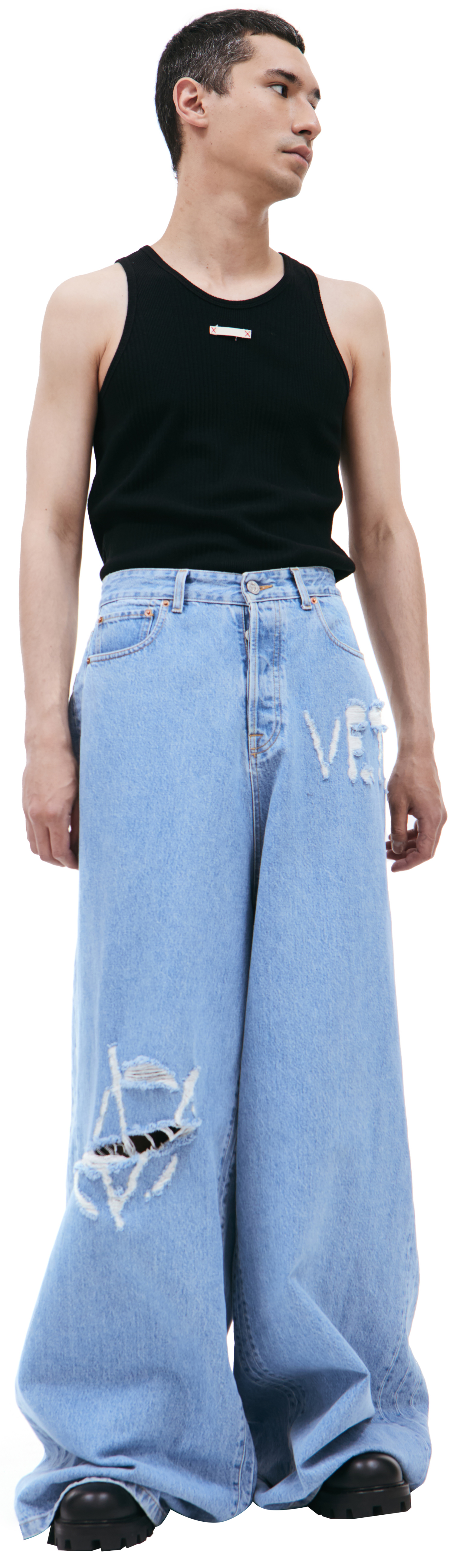 VETEMENTS Logo destroyed baggy jeans