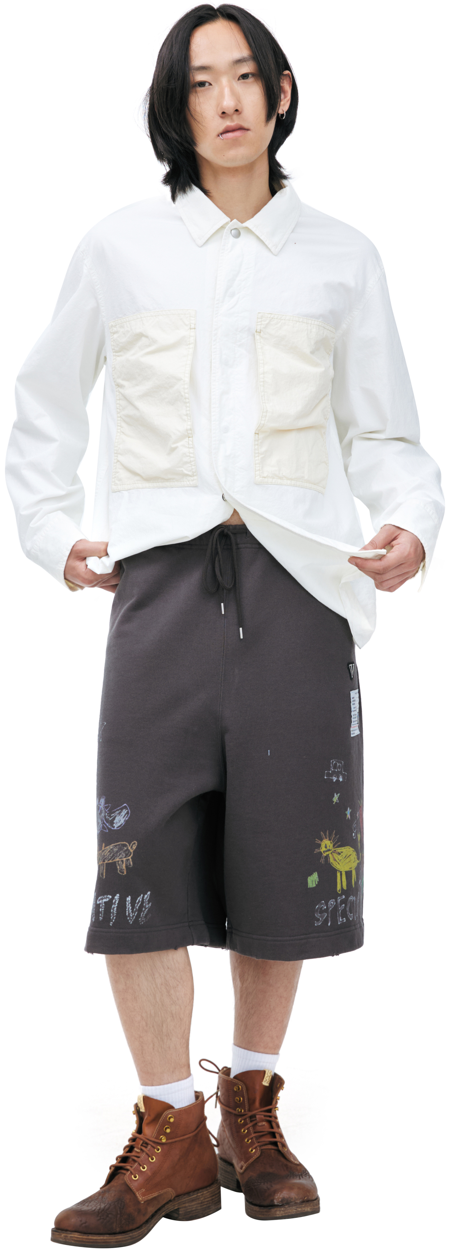 Maison Mihara Yasuhiro Printed cotton shorts
