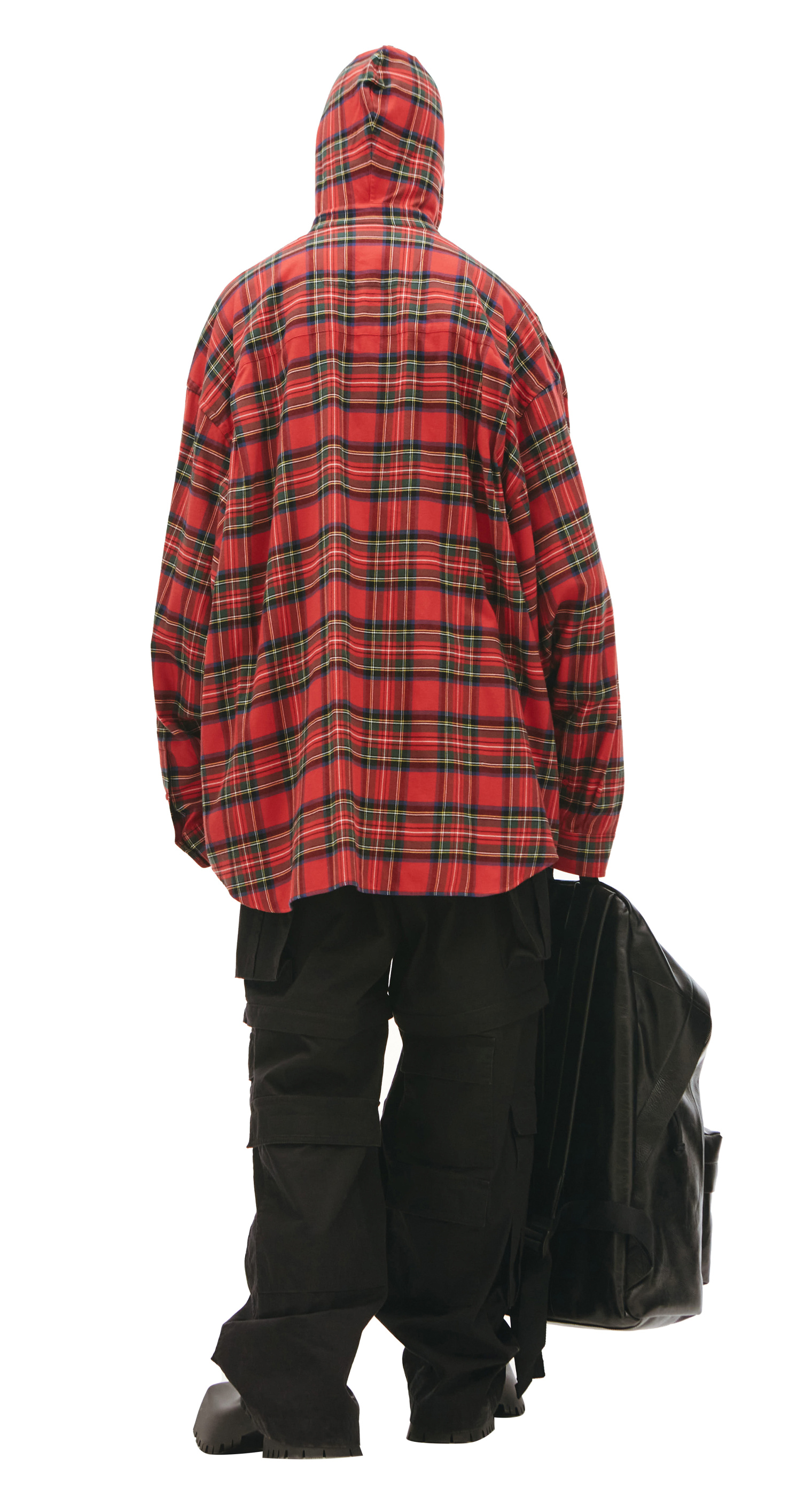 Balenciaga Hooded Flannel Check Shirt