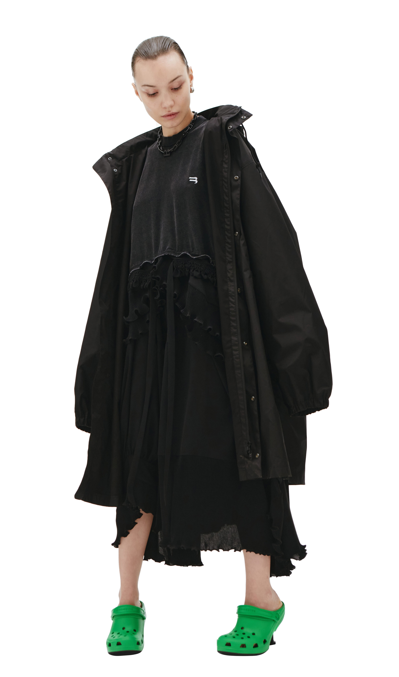 Balenciaga Black logo rain coat