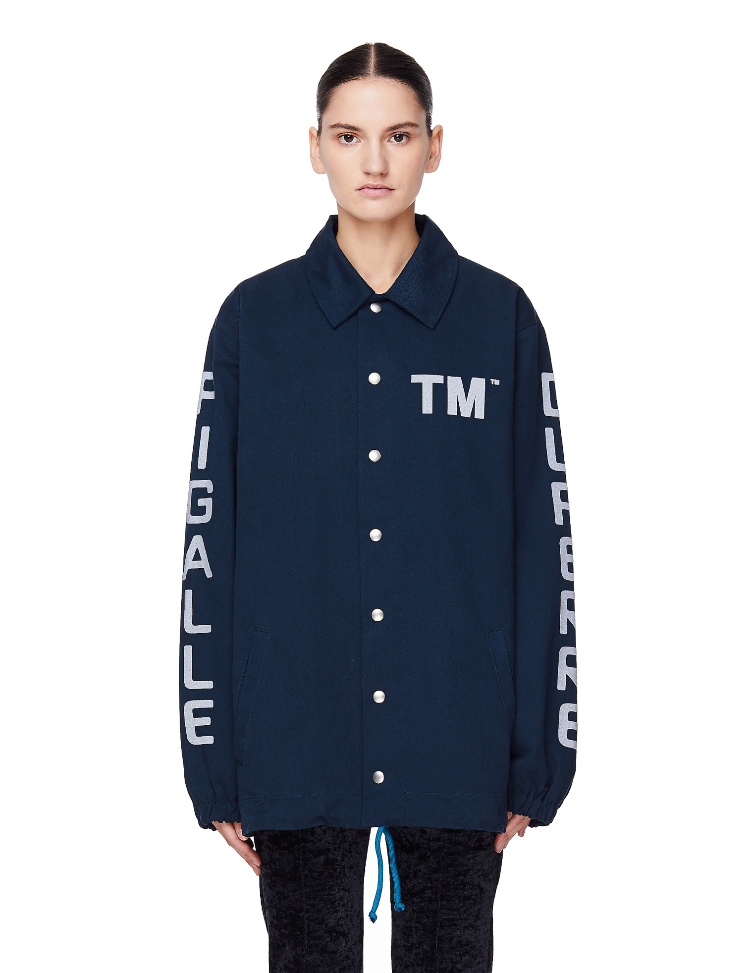 Pigalle Navy Blue Cotton TM Coach Jacket